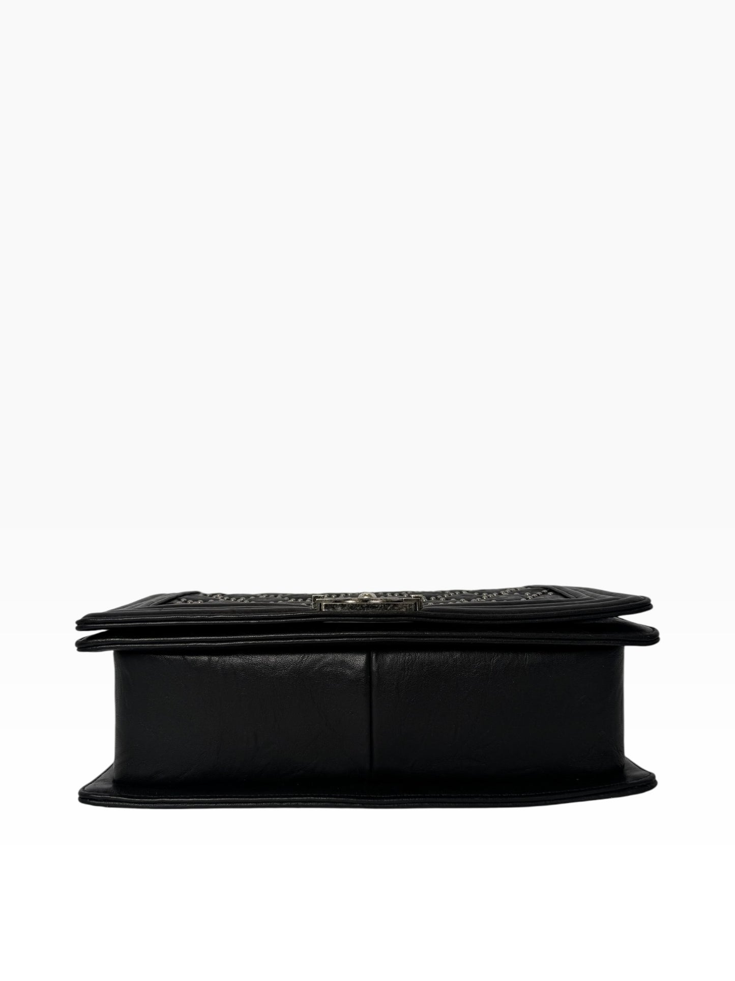 Chanel Black Studded Dallas Boy Bag New Medium SHW