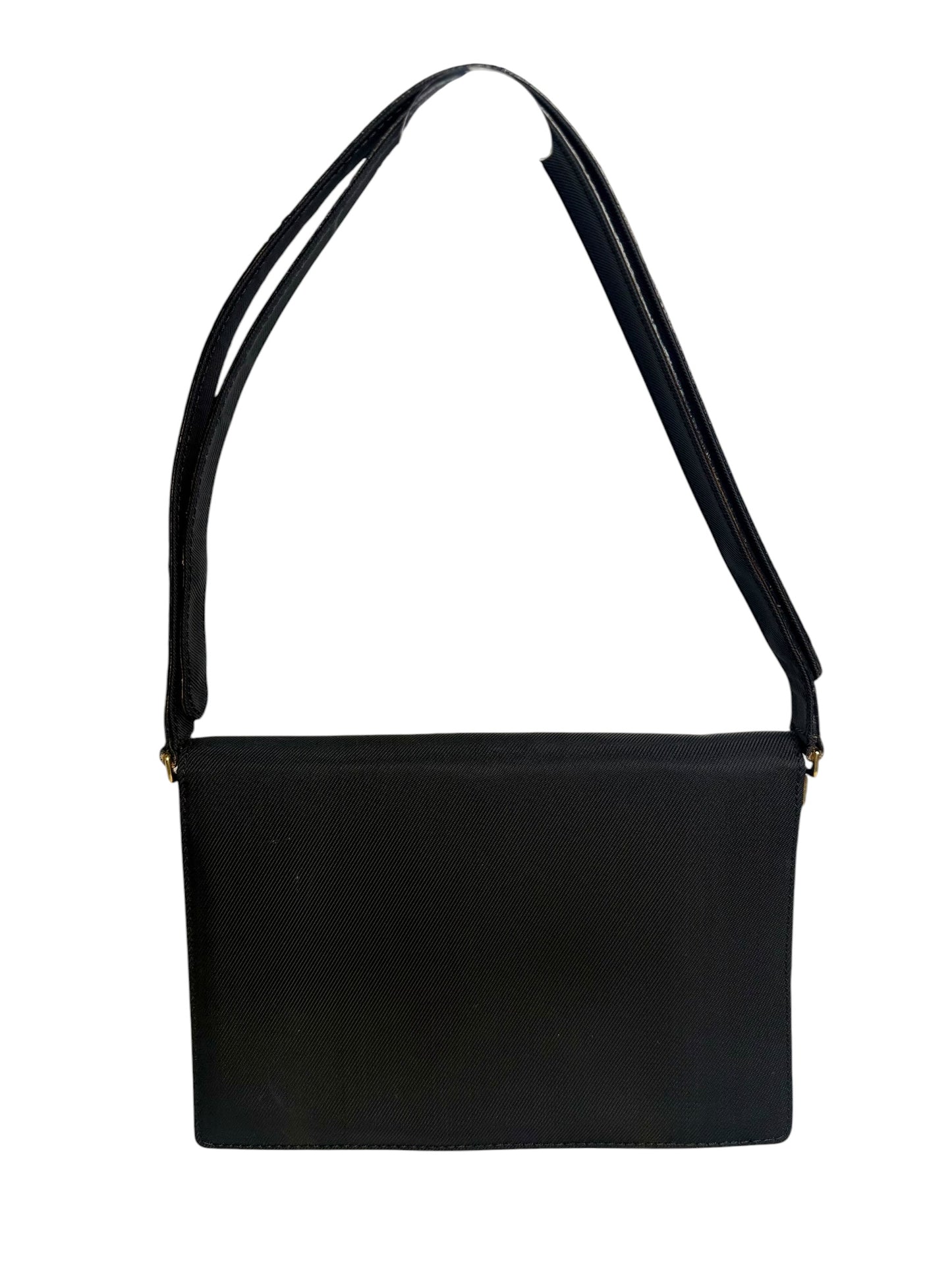Fendi Structured Black Canvas Lizard Shoulder Bag T6611