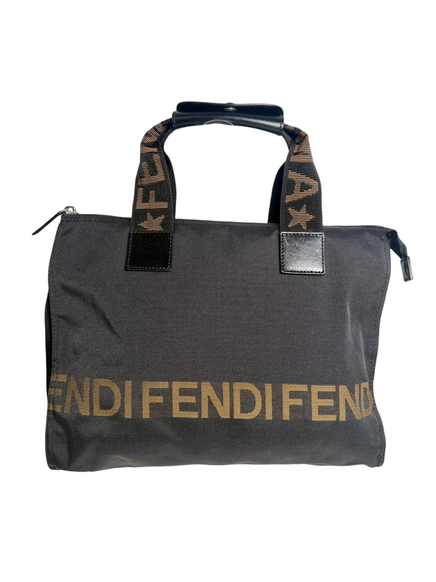 Fendi Black Logo Nylon Tote Bag T7352