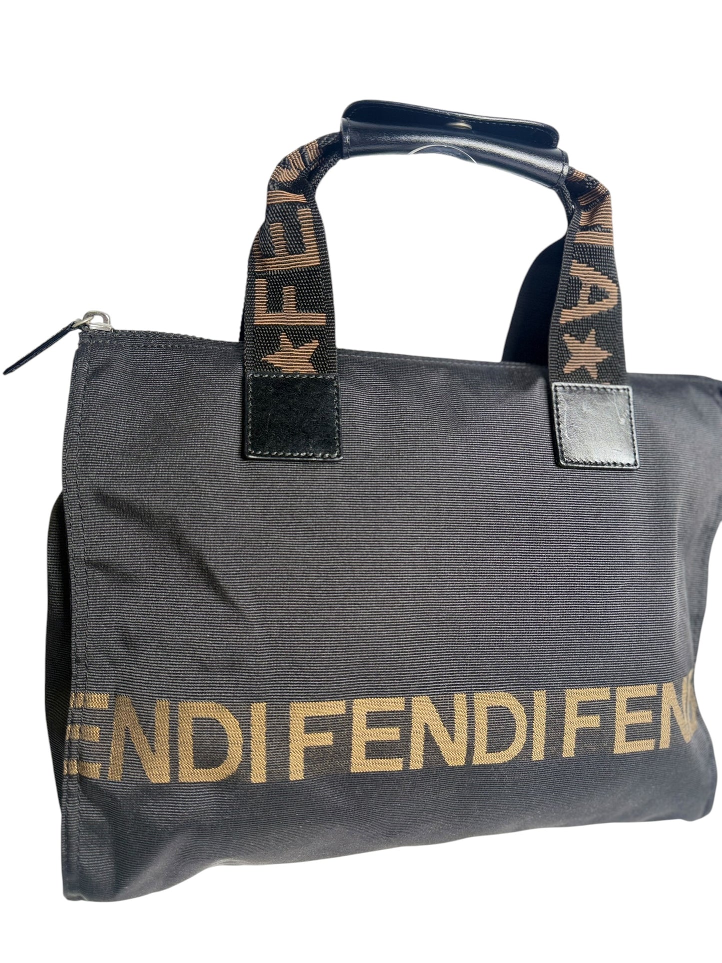 Fendi Black Logo Nylon Tote Bag T7352