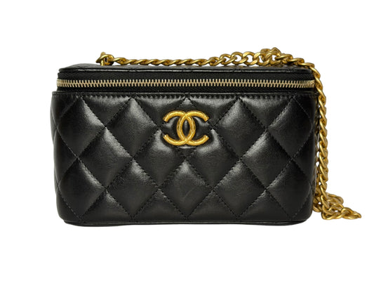 `Chanel Small Black Lambskin Vanity Case T8097