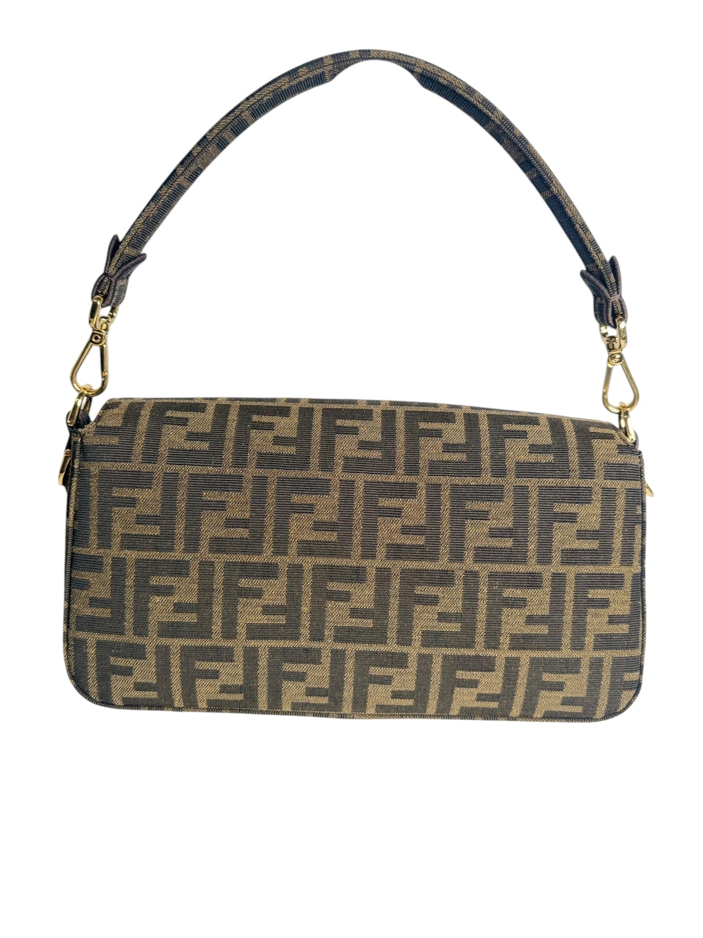 Fendi Brown FF Jacquard Fabric Multipocket Baguette T8148