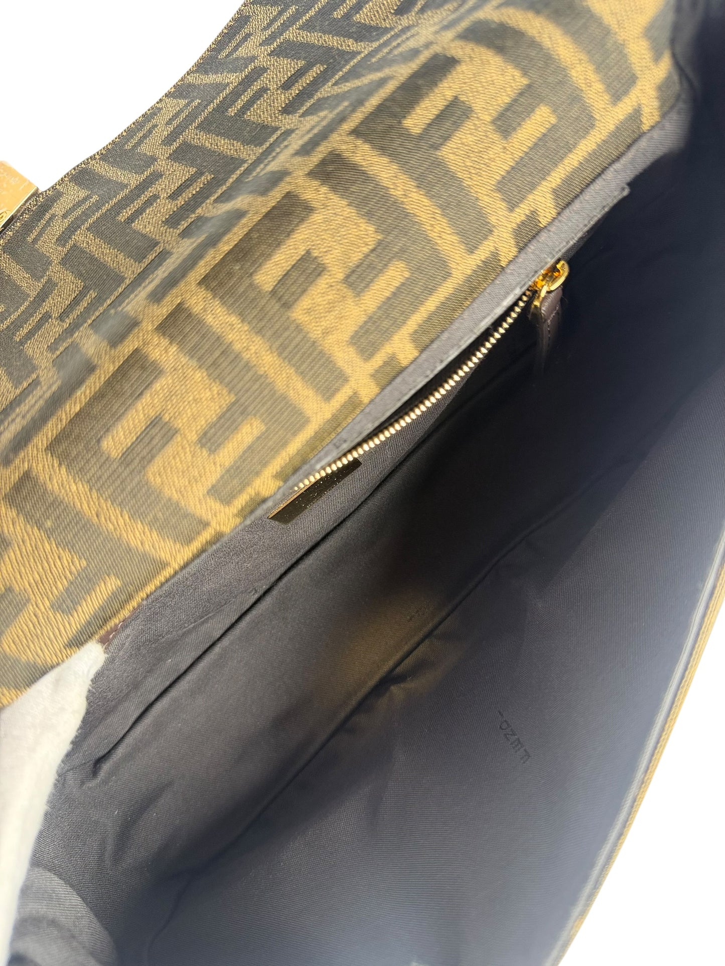 Fendi Brown FF Jacquard Fabric Multipocket Baguette T8148