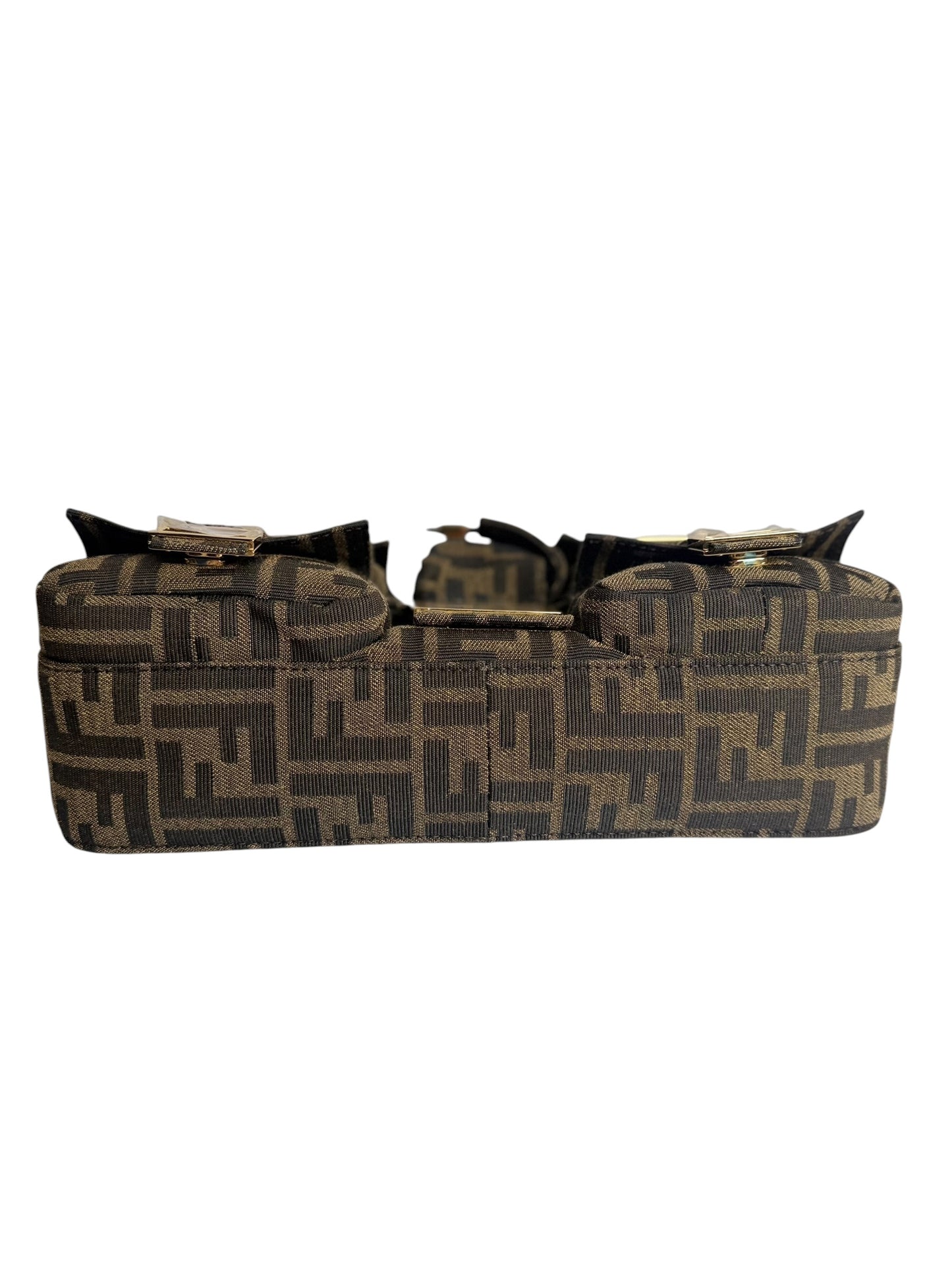 Fendi Brown FF Jacquard Fabric Multipocket Baguette T8148