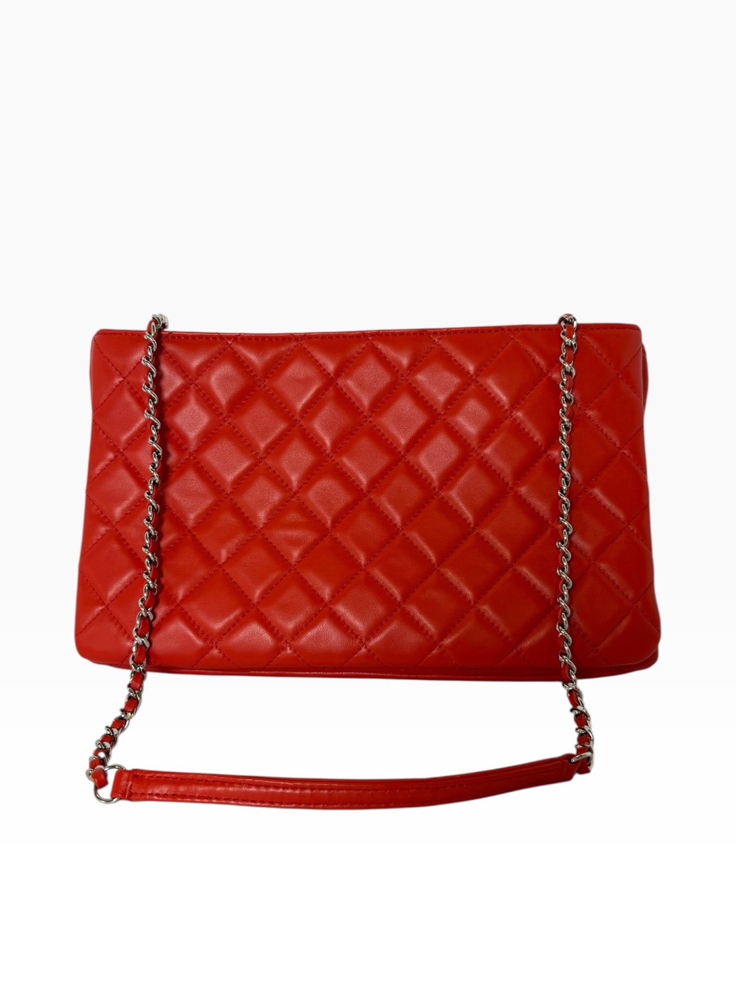 Chanel Red Lambskin Classic Flap Accordian SHW