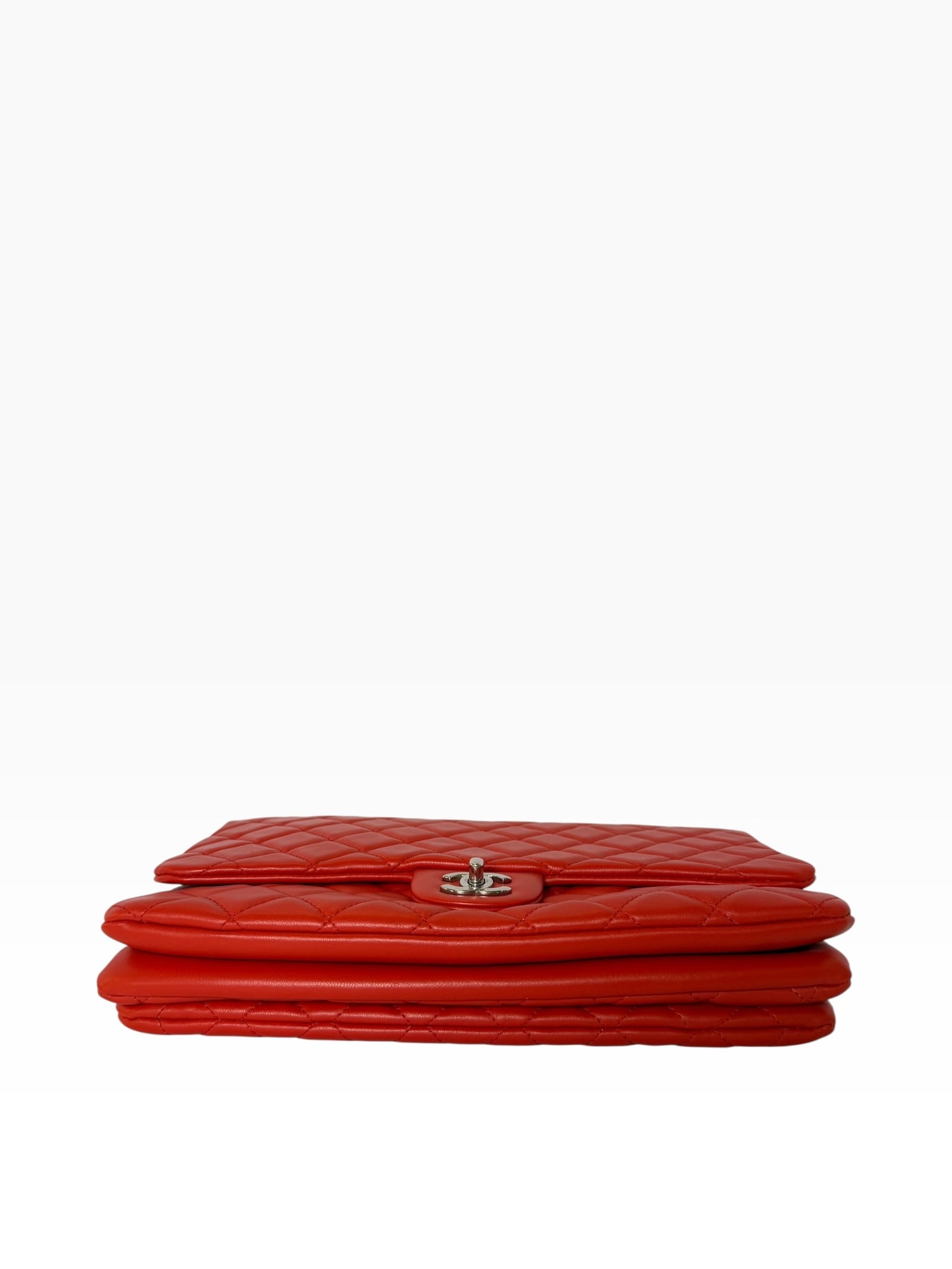 Chanel Red Lambskin Classic Flap Accordian SHW