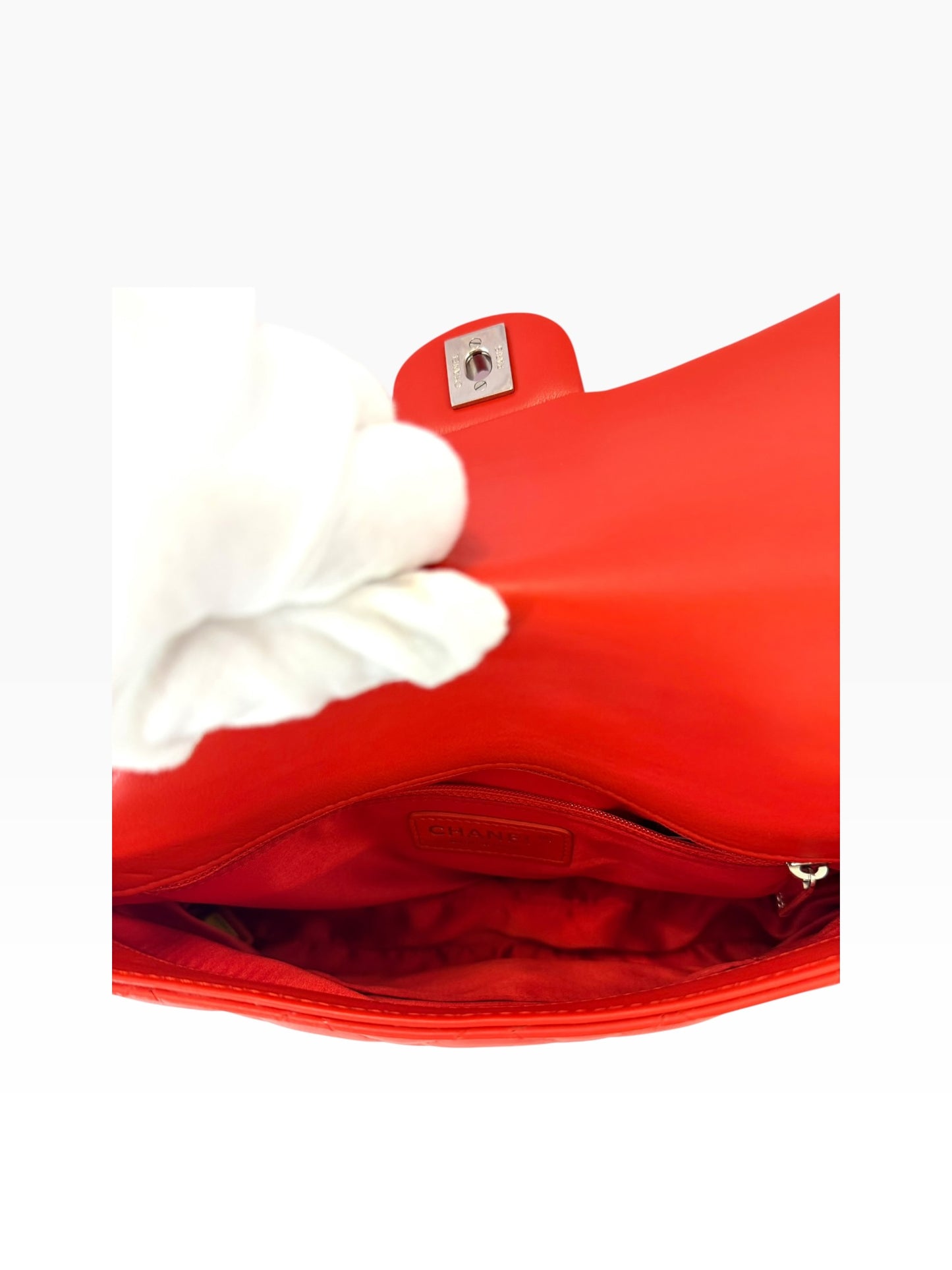 Chanel Red Lambskin Classic Flap Accordian SHW