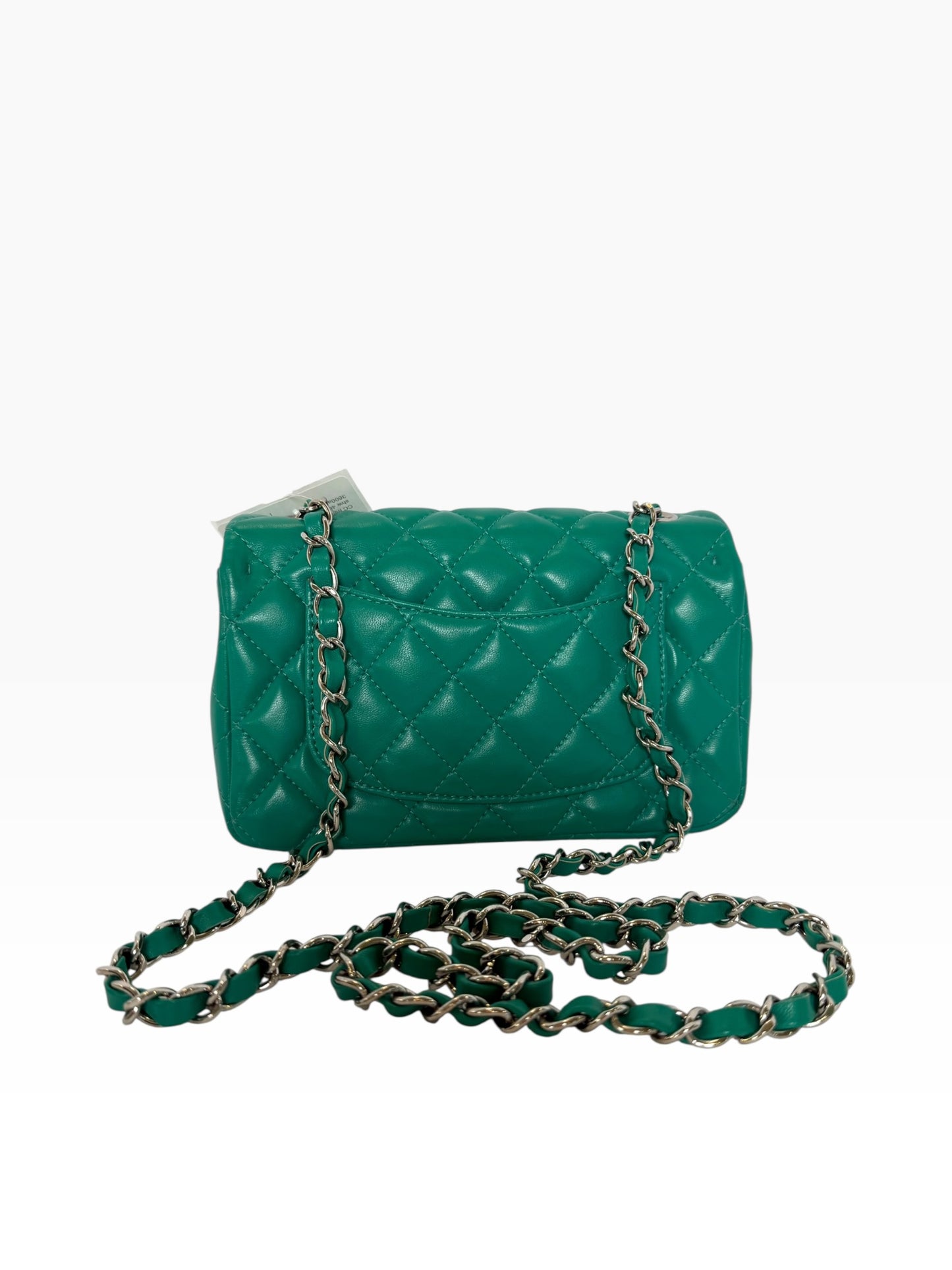Chanel Green Lambskin Mini Classic Flap SHW