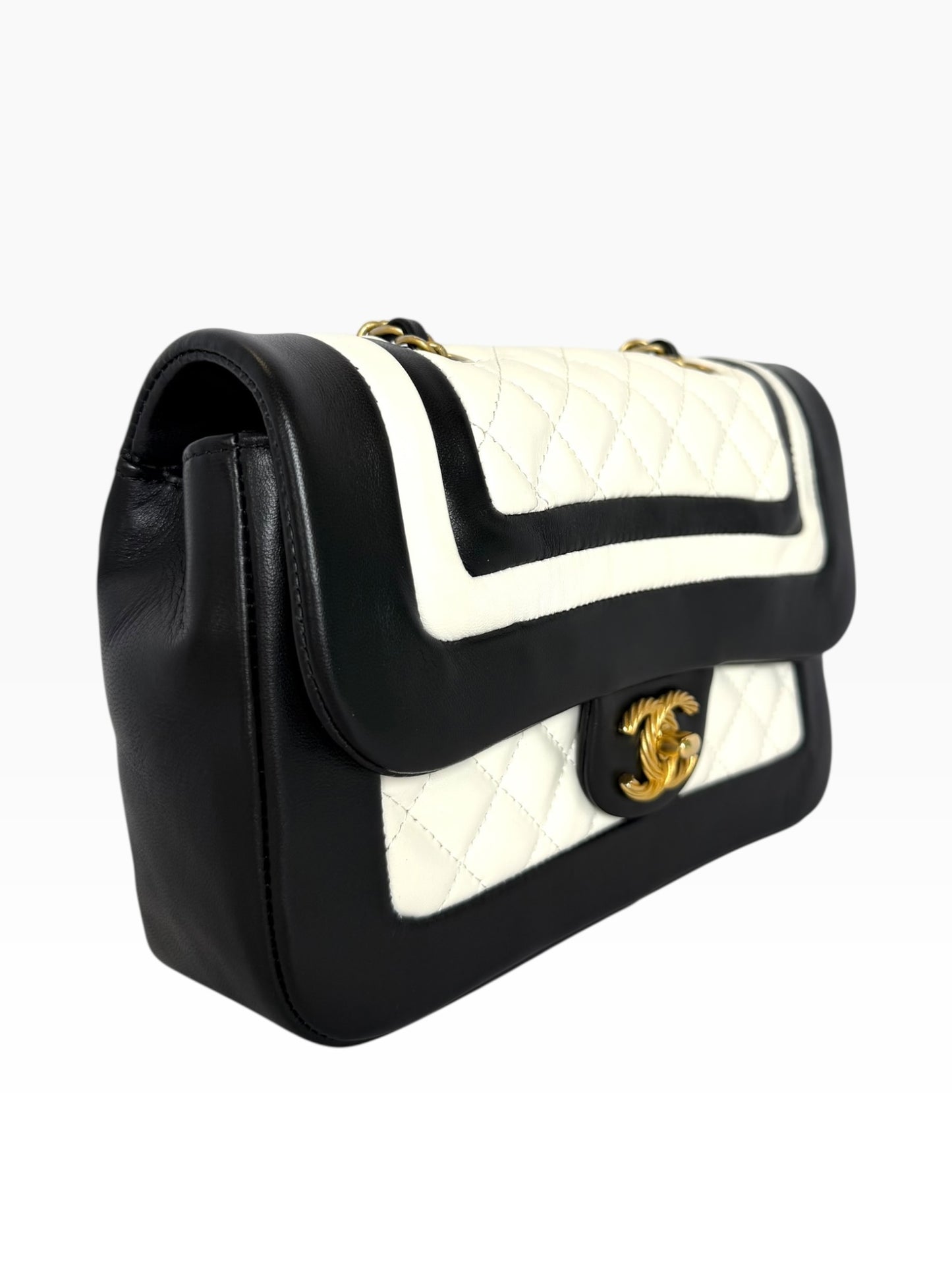 Chanel Black/White Small Classic Flap GHW
