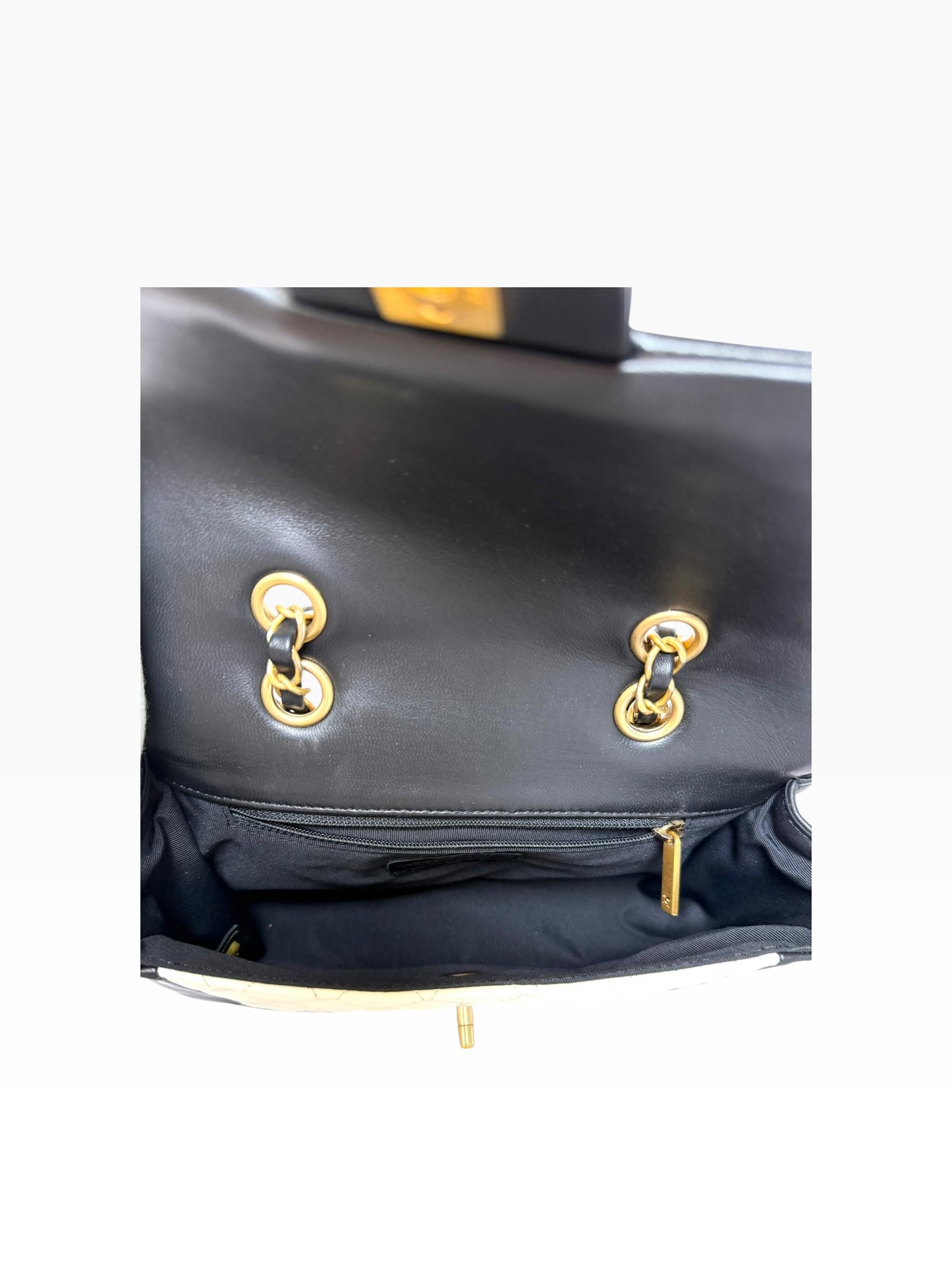 Chanel Black/White Small Classic Flap GHW
