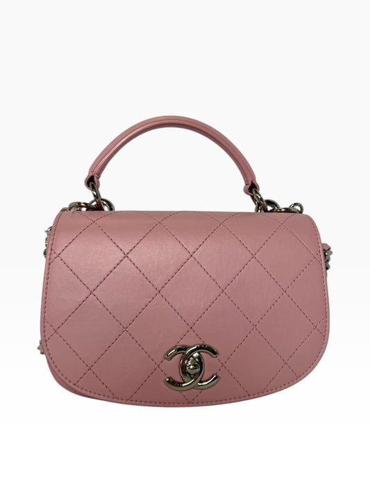 Chanel Pink Top Handle Curve Flap SHW