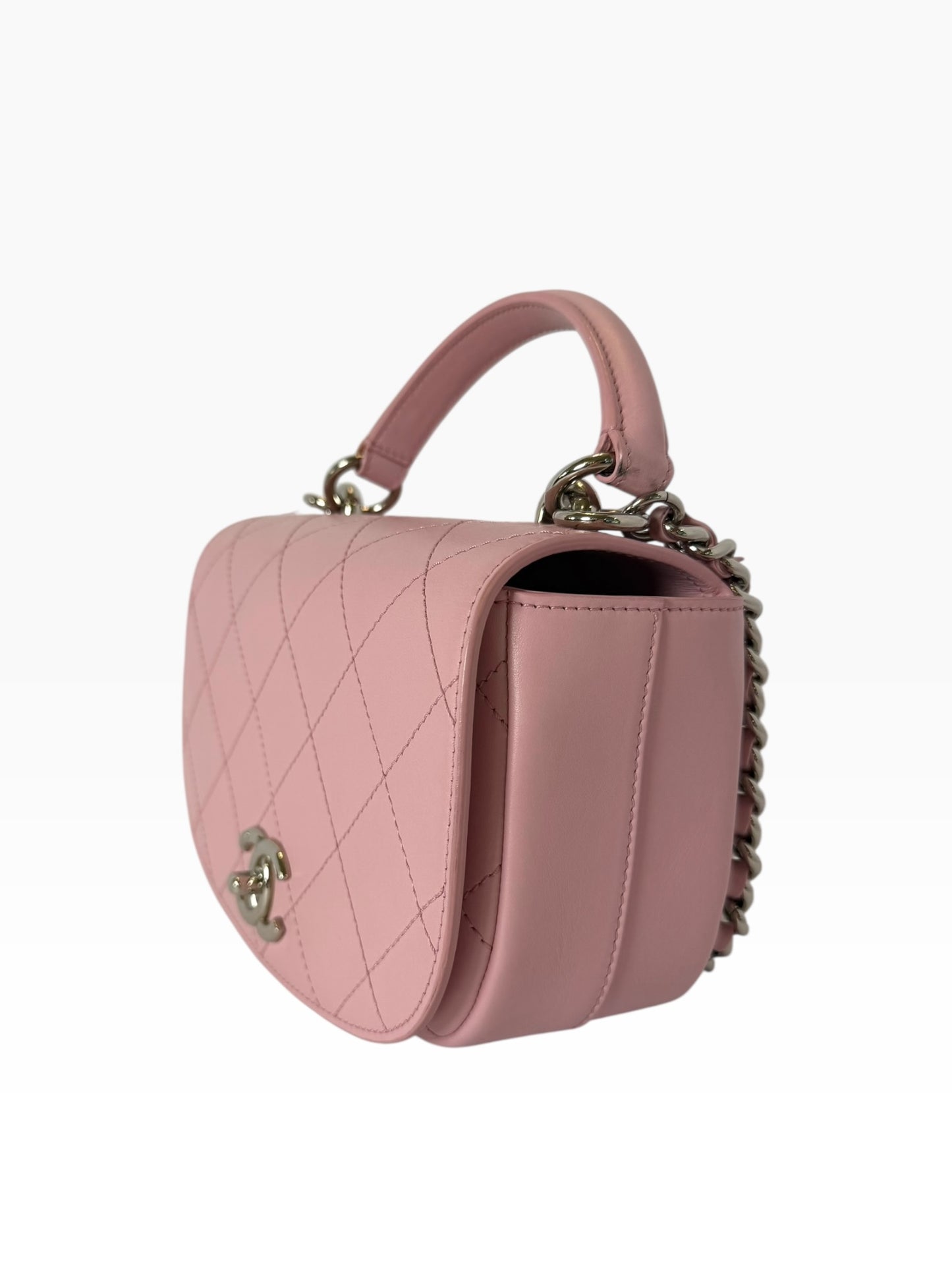 Chanel Pink Top Handle Curve Flap SHW