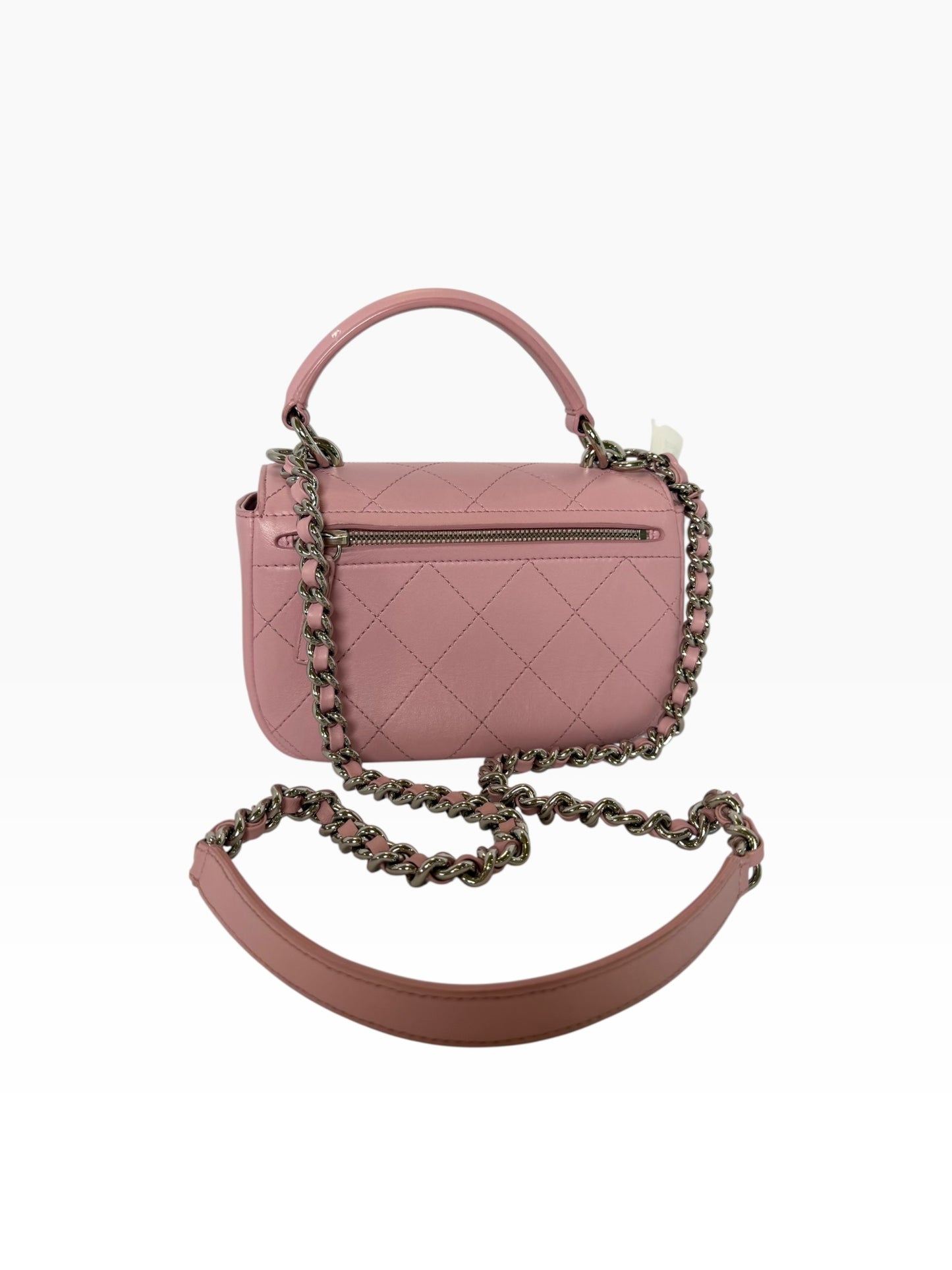 Chanel Pink Top Handle Curve Flap SHW