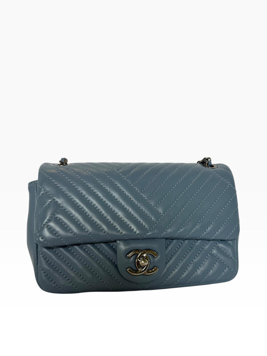 Chanel irregular Chevron Mini Classic Flap Blue