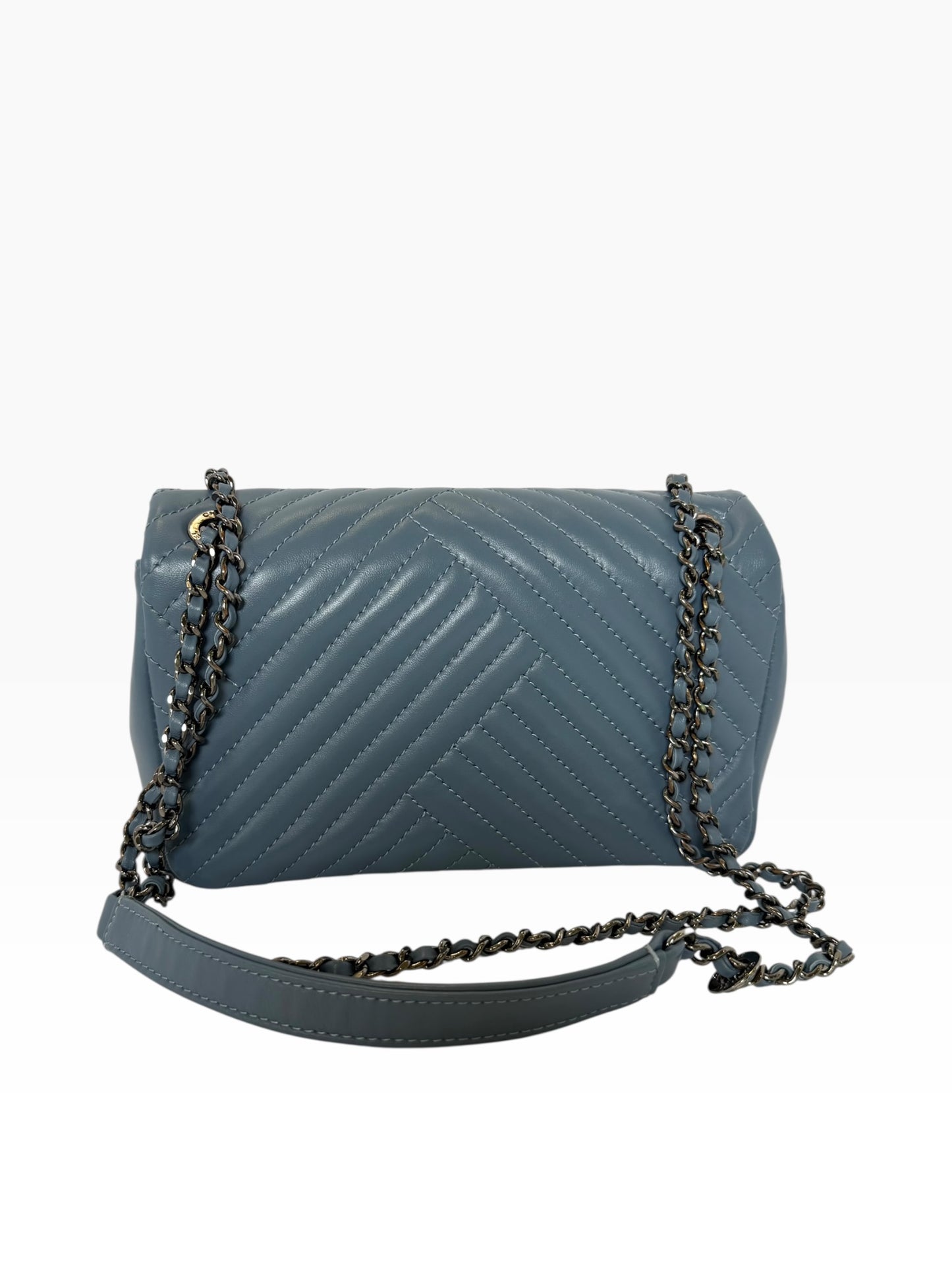 Chanel irregular Chevron Mini Classic Flap Blue