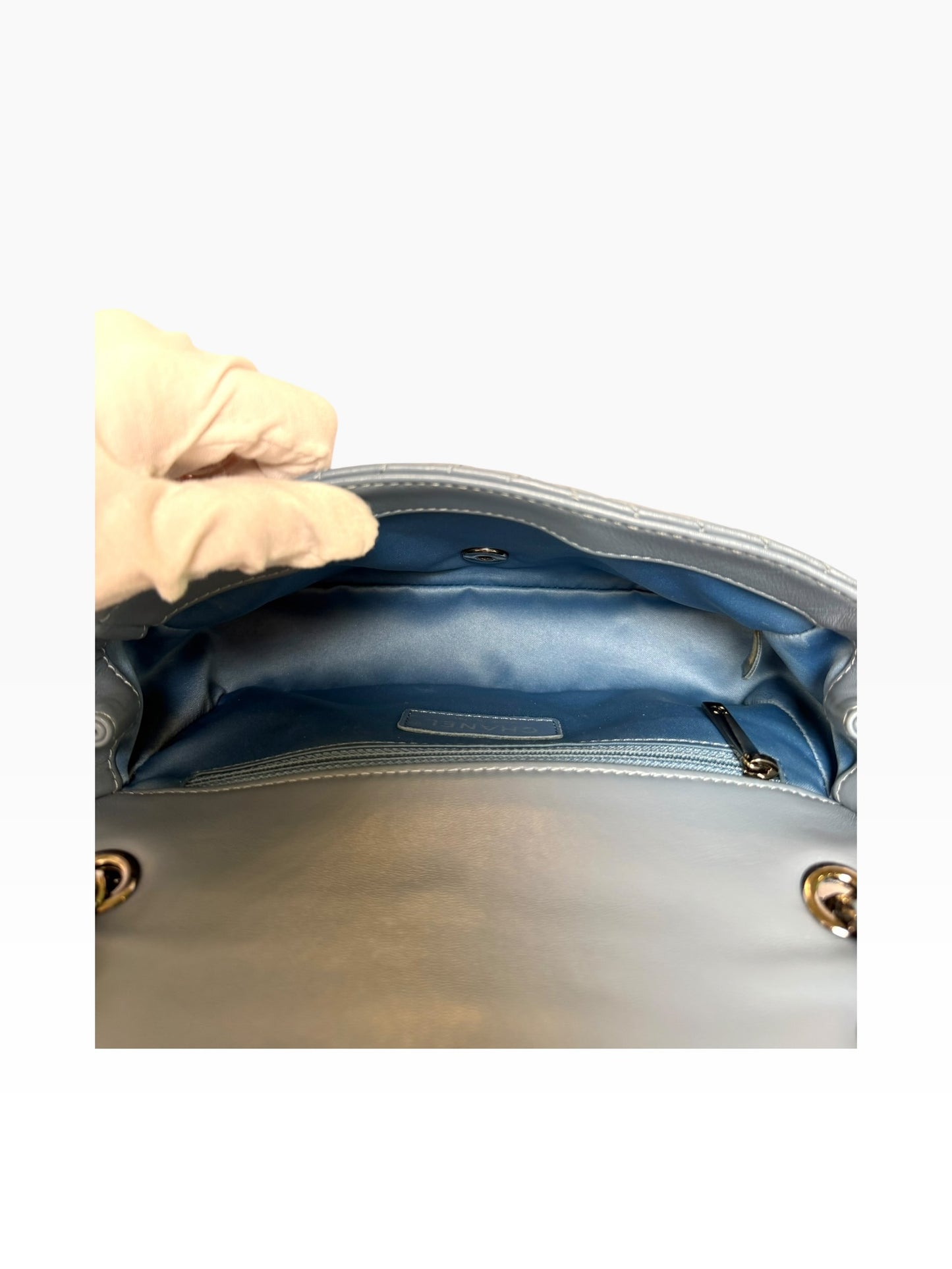 Chanel irregular Chevron Mini Classic Flap Blue