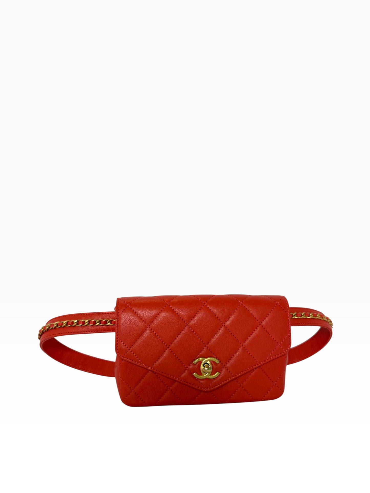 Chanel Belt Bag Red Chain Around