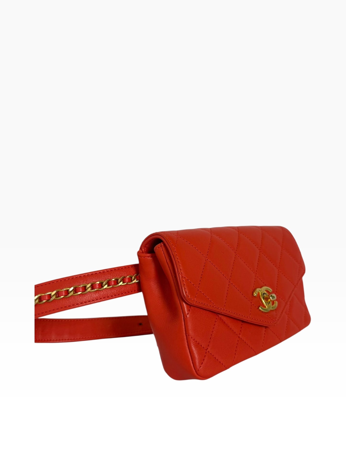 Chanel Belt Bag Red Chain Around