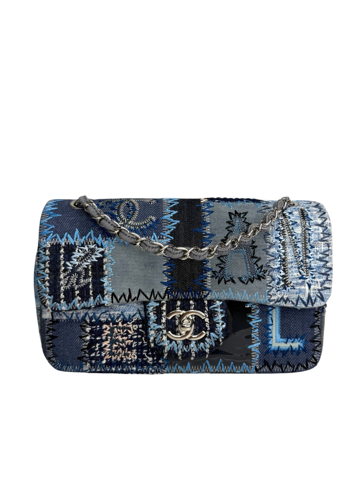 Chanel Denim Tweed Patchwork Medium Flap T9308