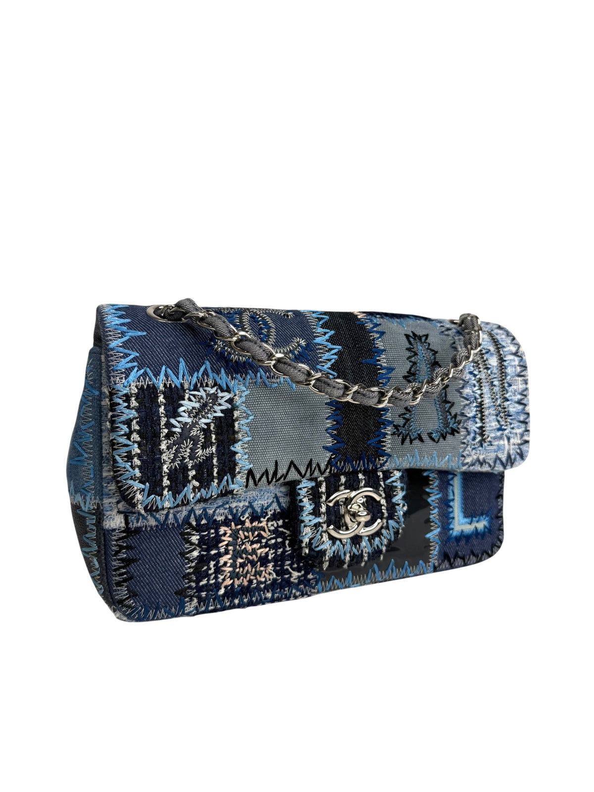 Chanel Denim Tweed Patchwork Medium Flap T9308