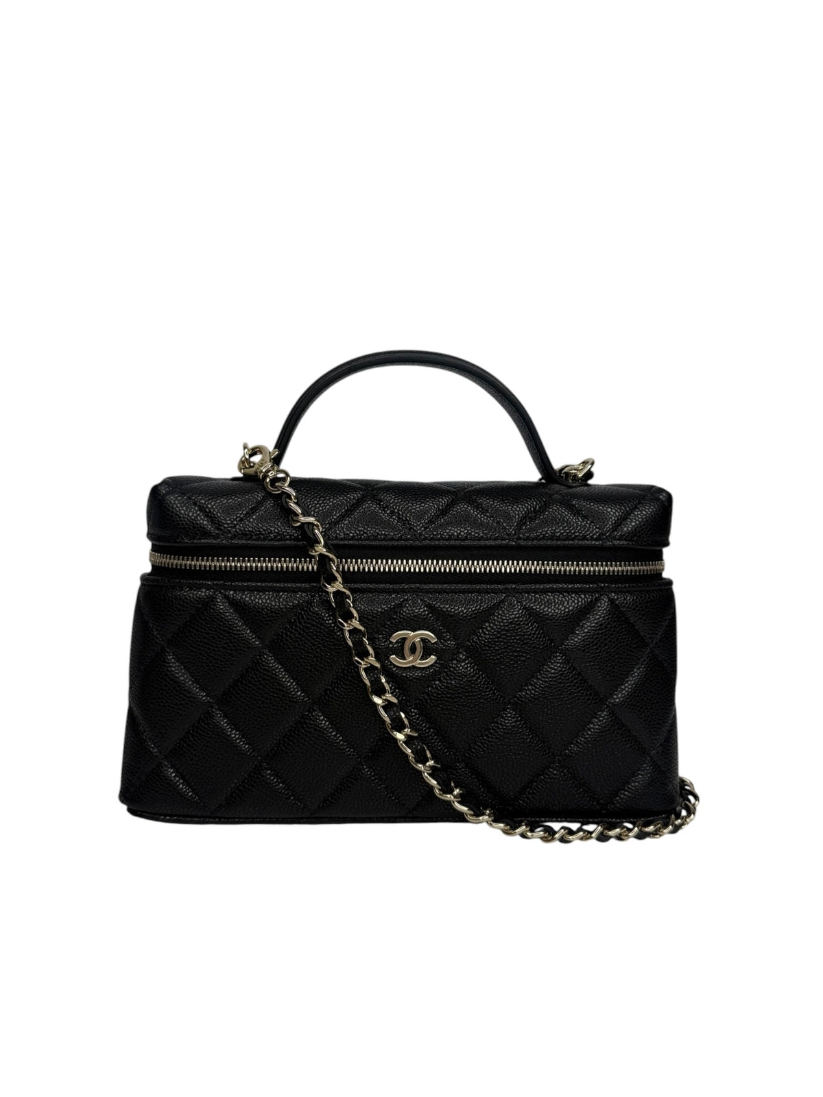 Chanel Black Caviar Top Handle Slim Vanity T9305