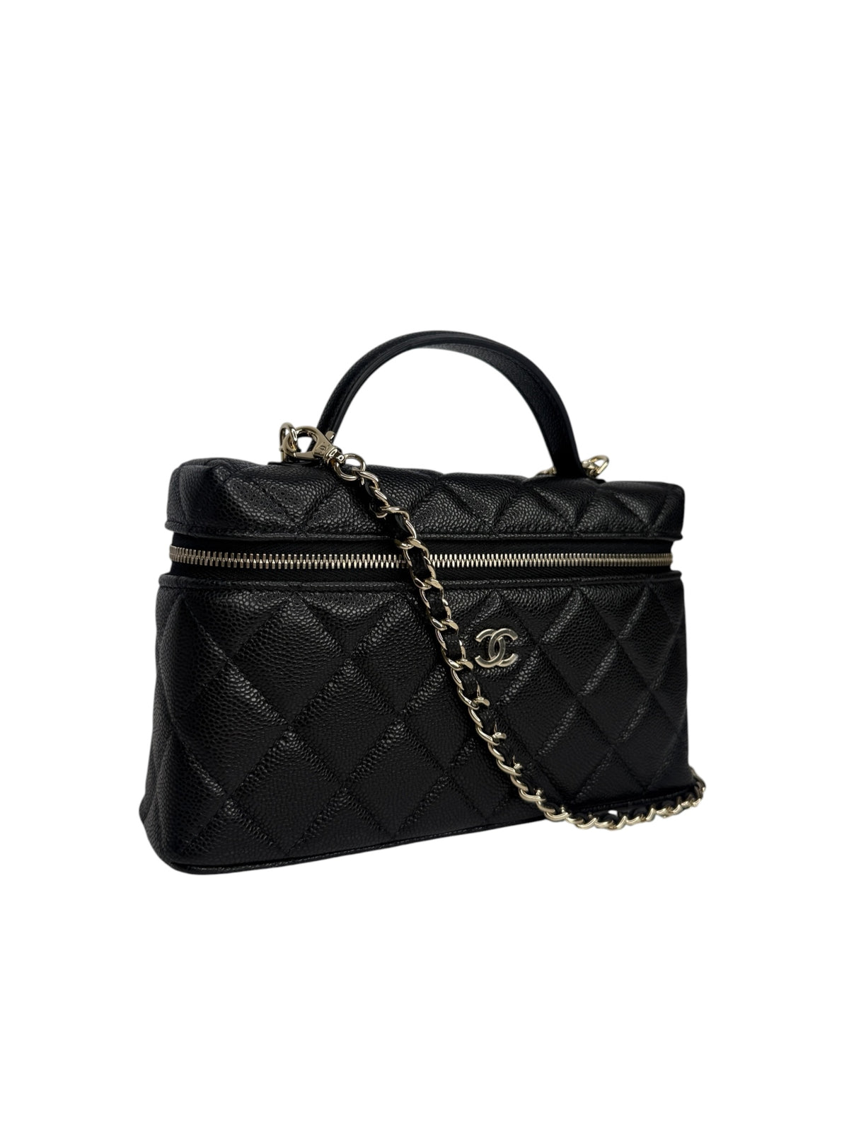 Chanel Black Caviar Top Handle Slim Vanity T9305