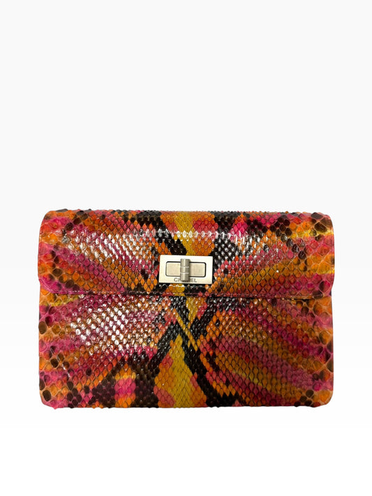 Chanel Python Reissue Clutch Pink Orange Multicolor