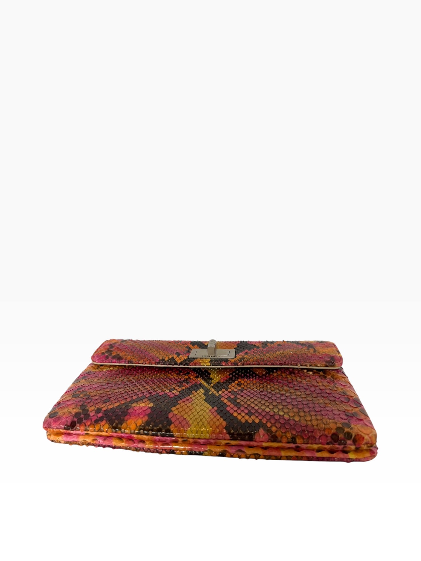 Chanel Python Reissue Clutch Pink Orange Multicolor