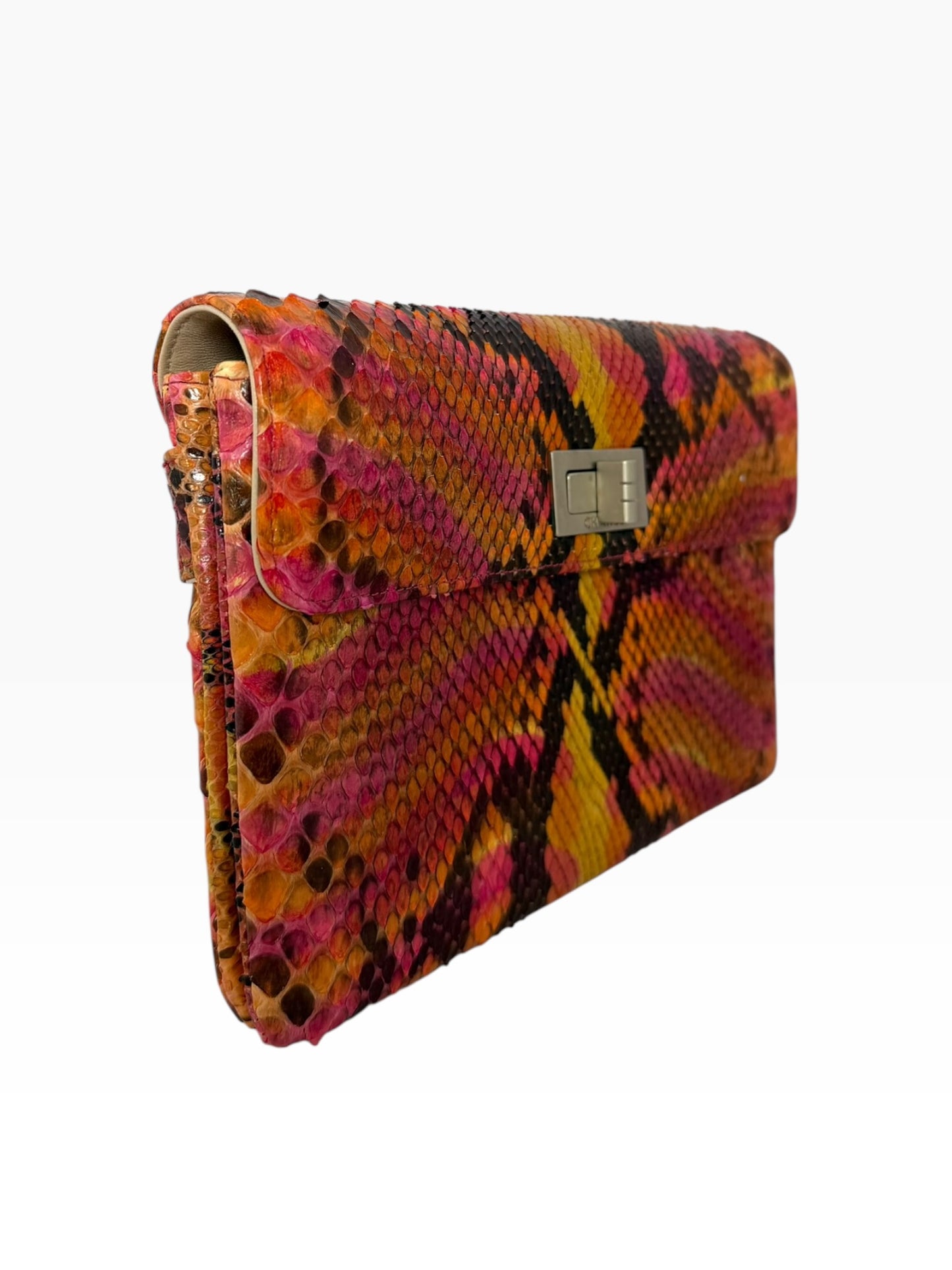 Chanel Python Reissue Clutch Pink Orange Multicolor