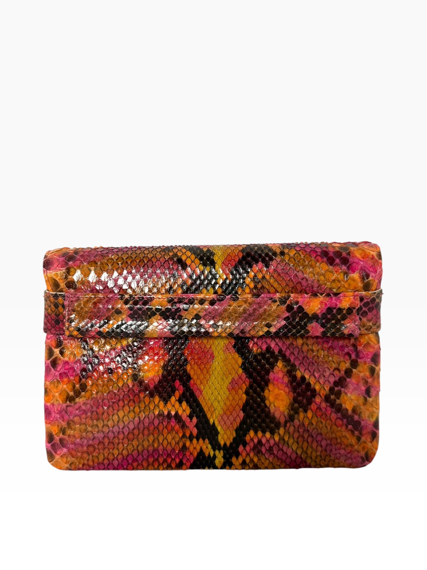 Chanel Python Reissue Clutch Pink Orange Multicolor