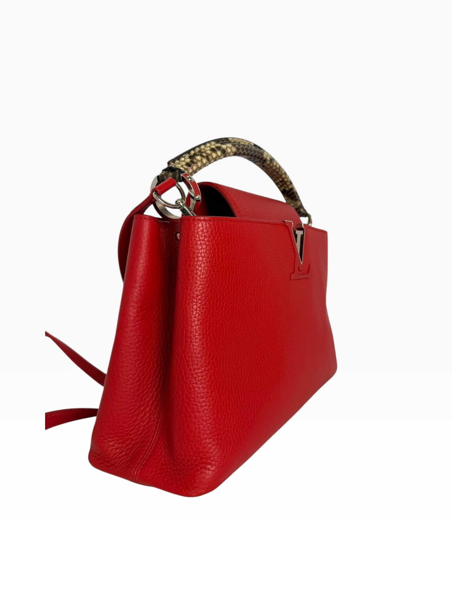 Louis Vuitton Red Cappucine Python Handle