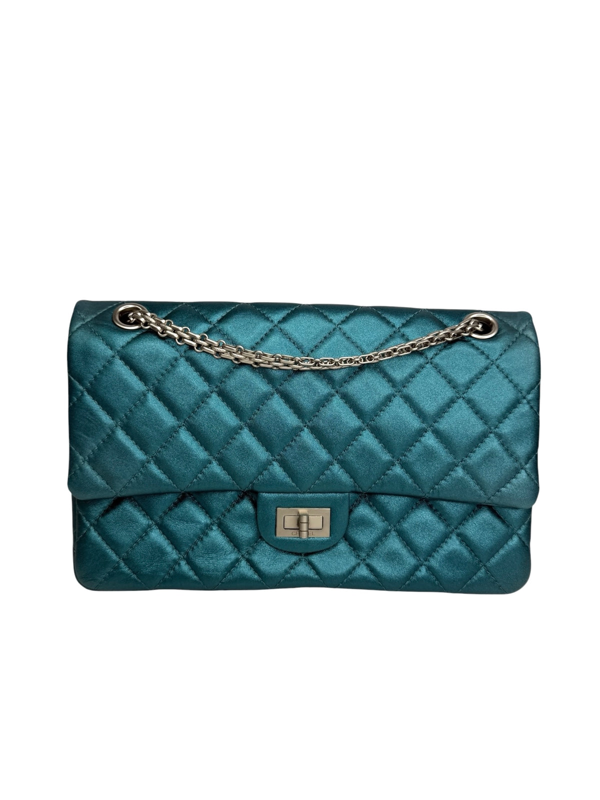 Chanel Metallic Blue Reissue 2.55 SHW T9267