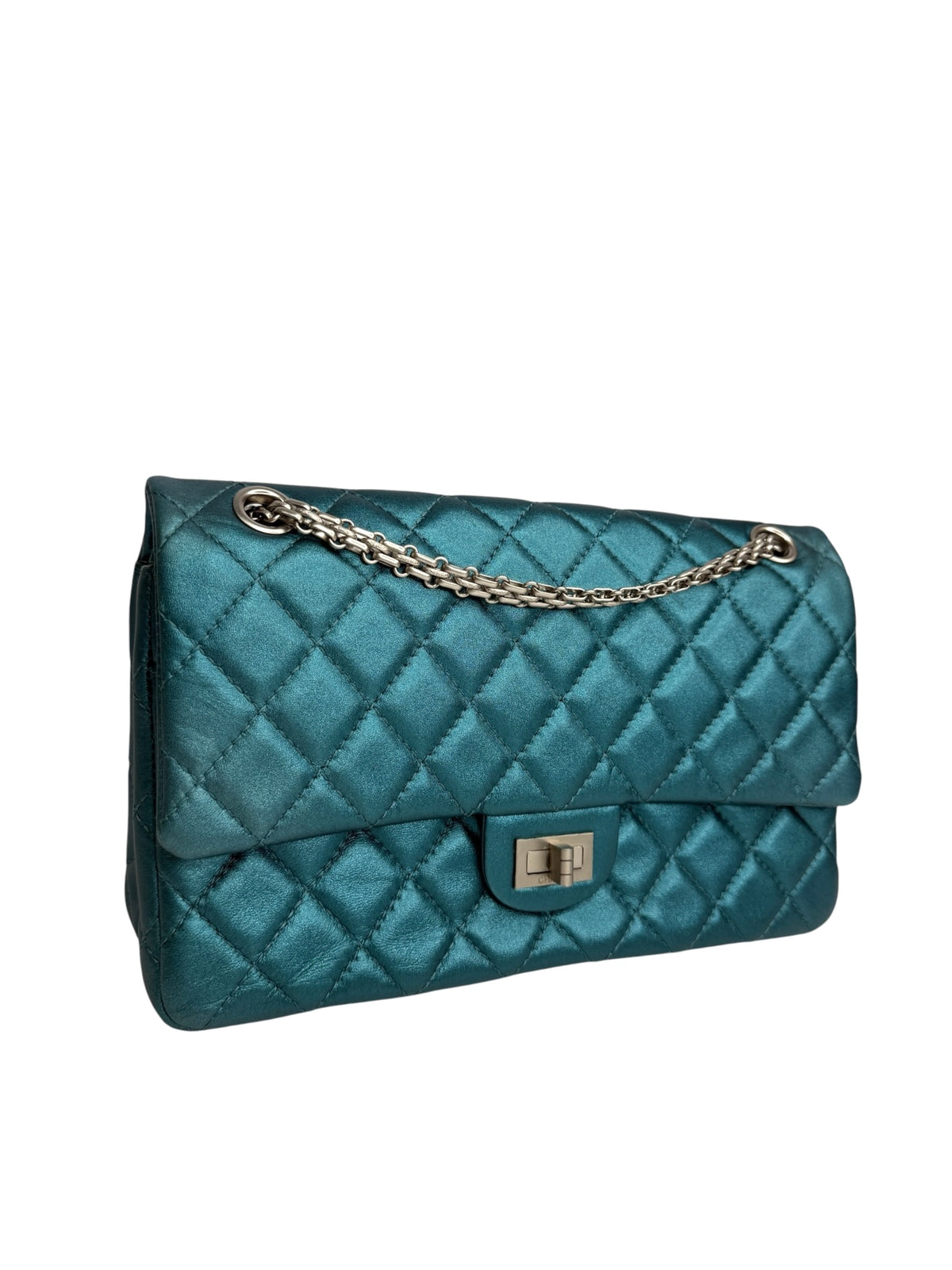 Chanel Metallic Blue Reissue 2.55 SHW T9267