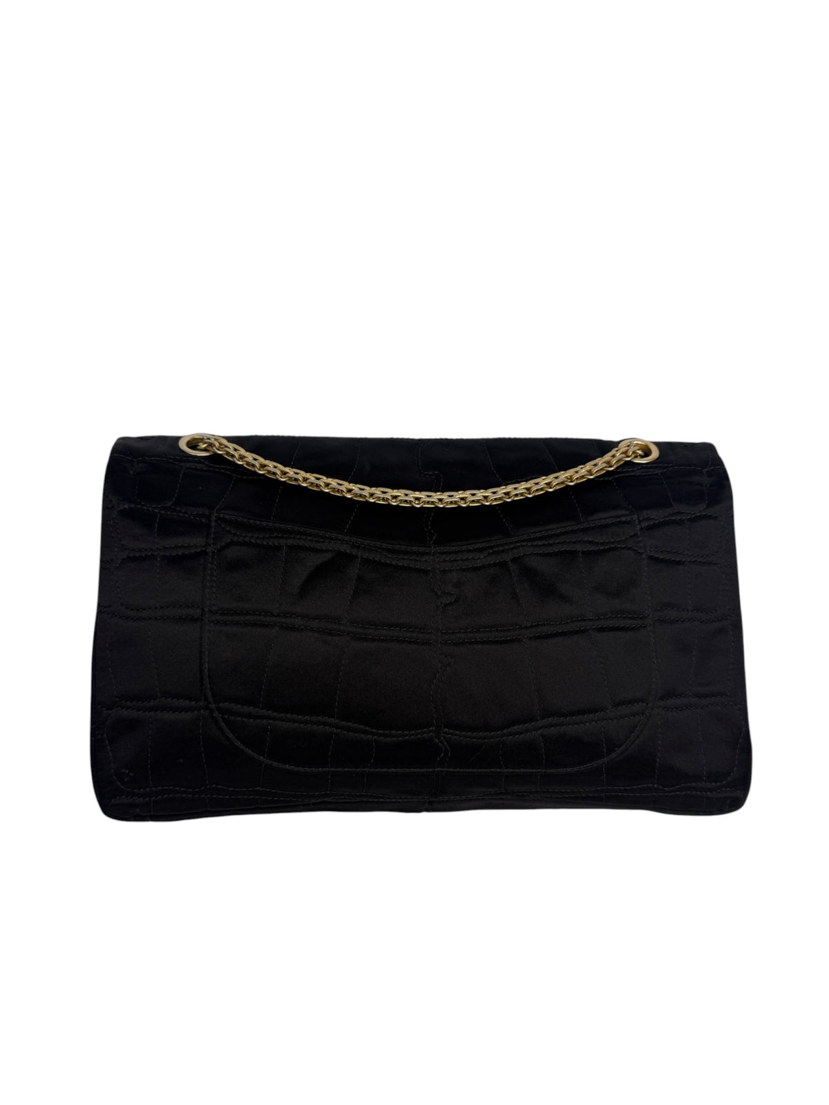 Chanel Black Crocodile Embossed Satin Reissue 2.55 T9275