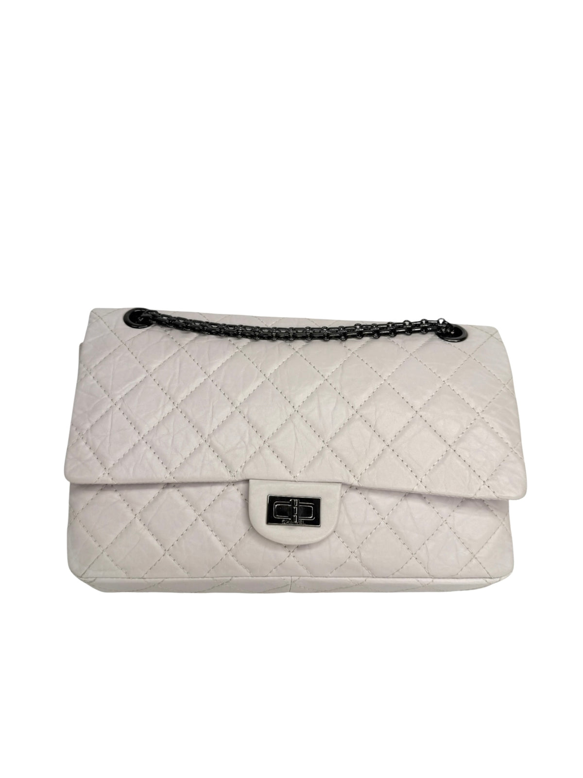 Chanel White Reissue 255 So Black Hardware T9279