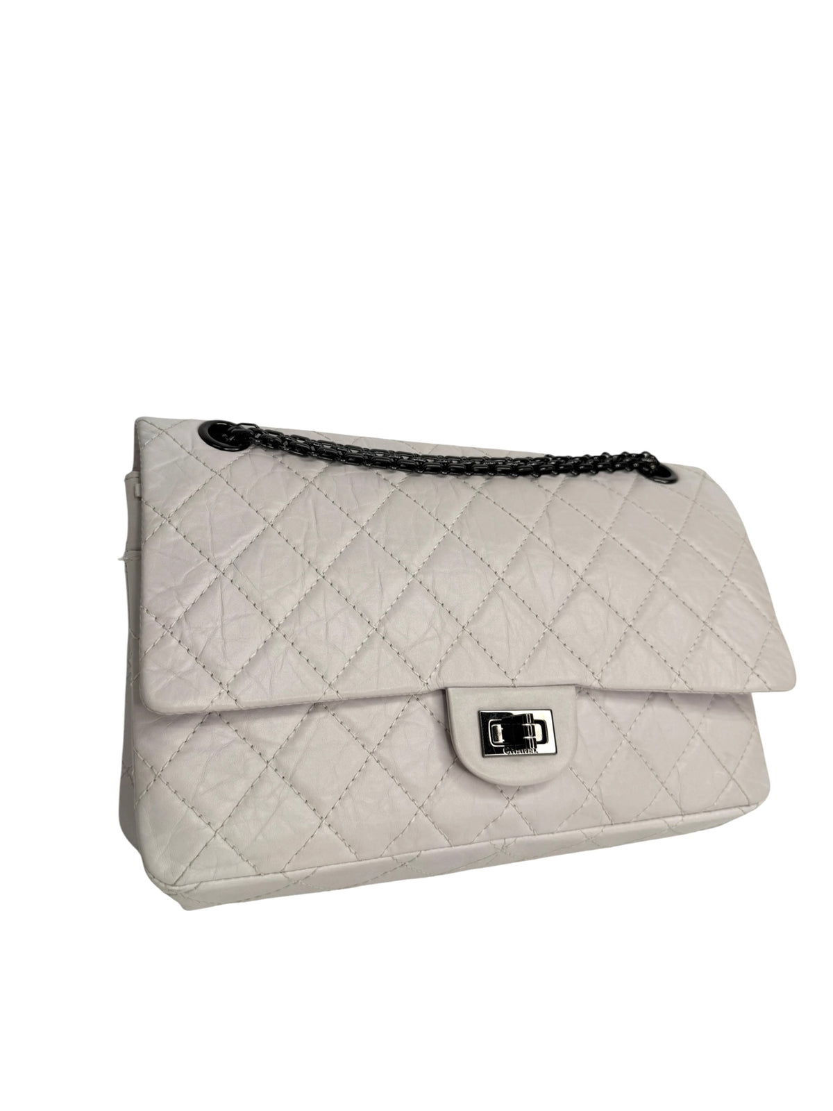 Chanel White Reissue 255 So Black Hardware T9279