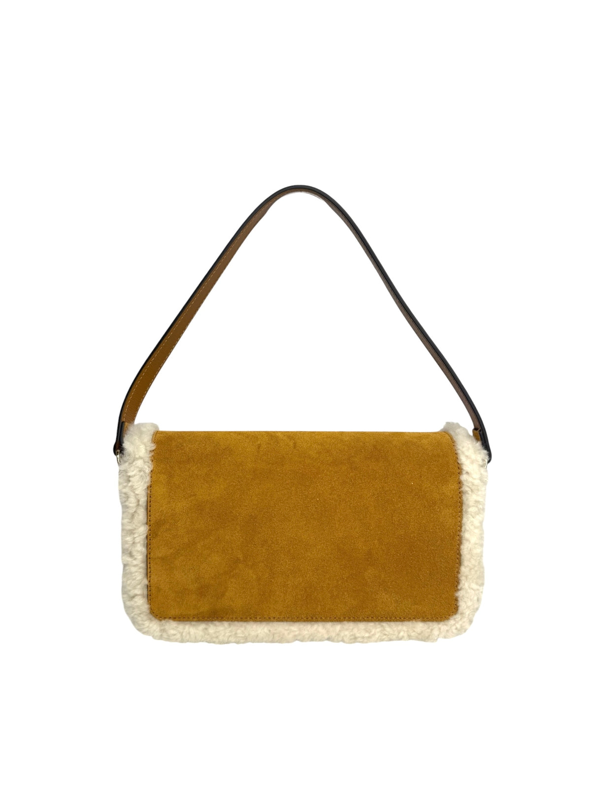 Gucci Mini Horsebit 1955 Brown Shearling Shoulder Bag T9283