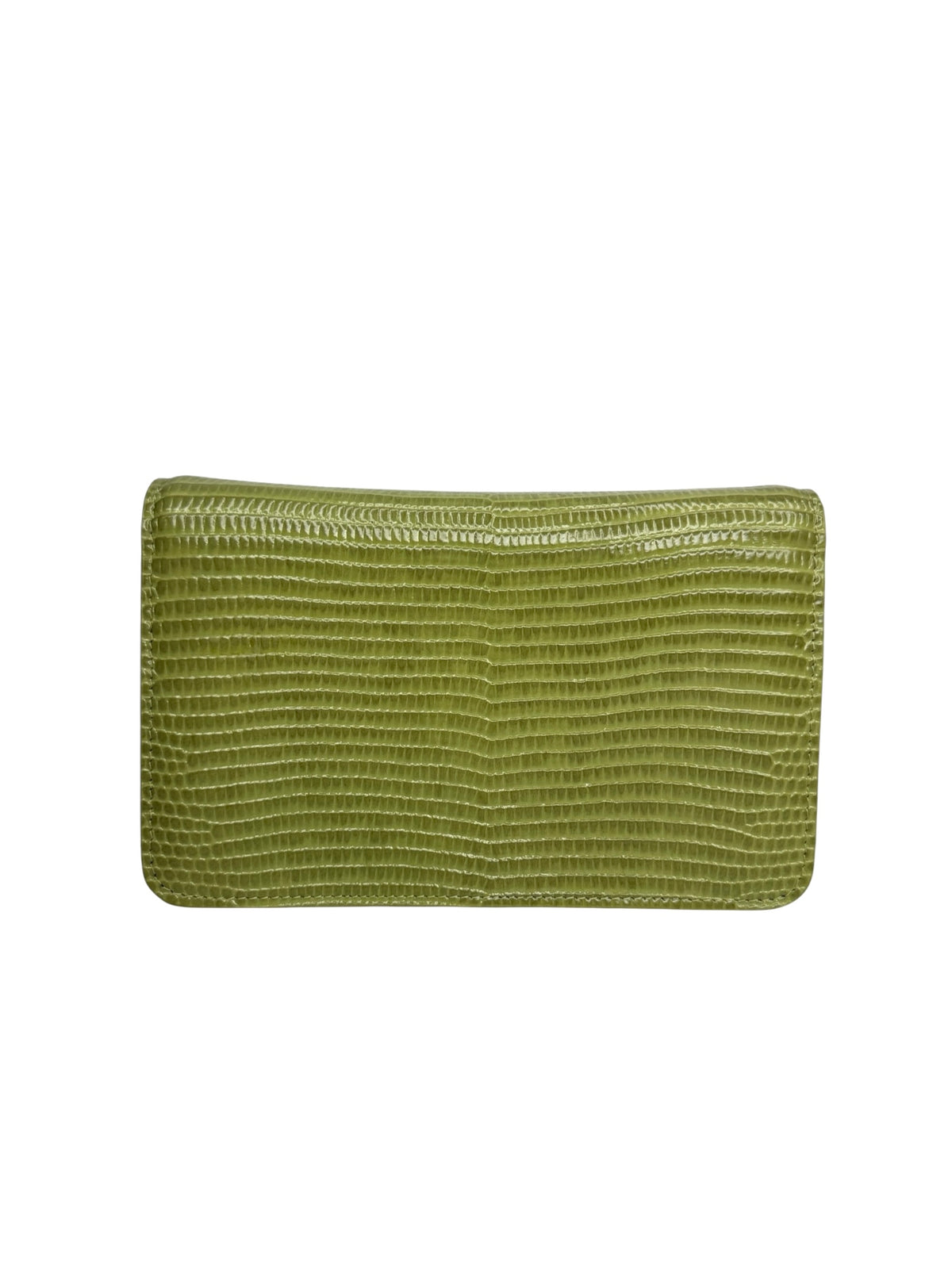 Chanel Green Lizard Embossed Wallet on Chain T9303