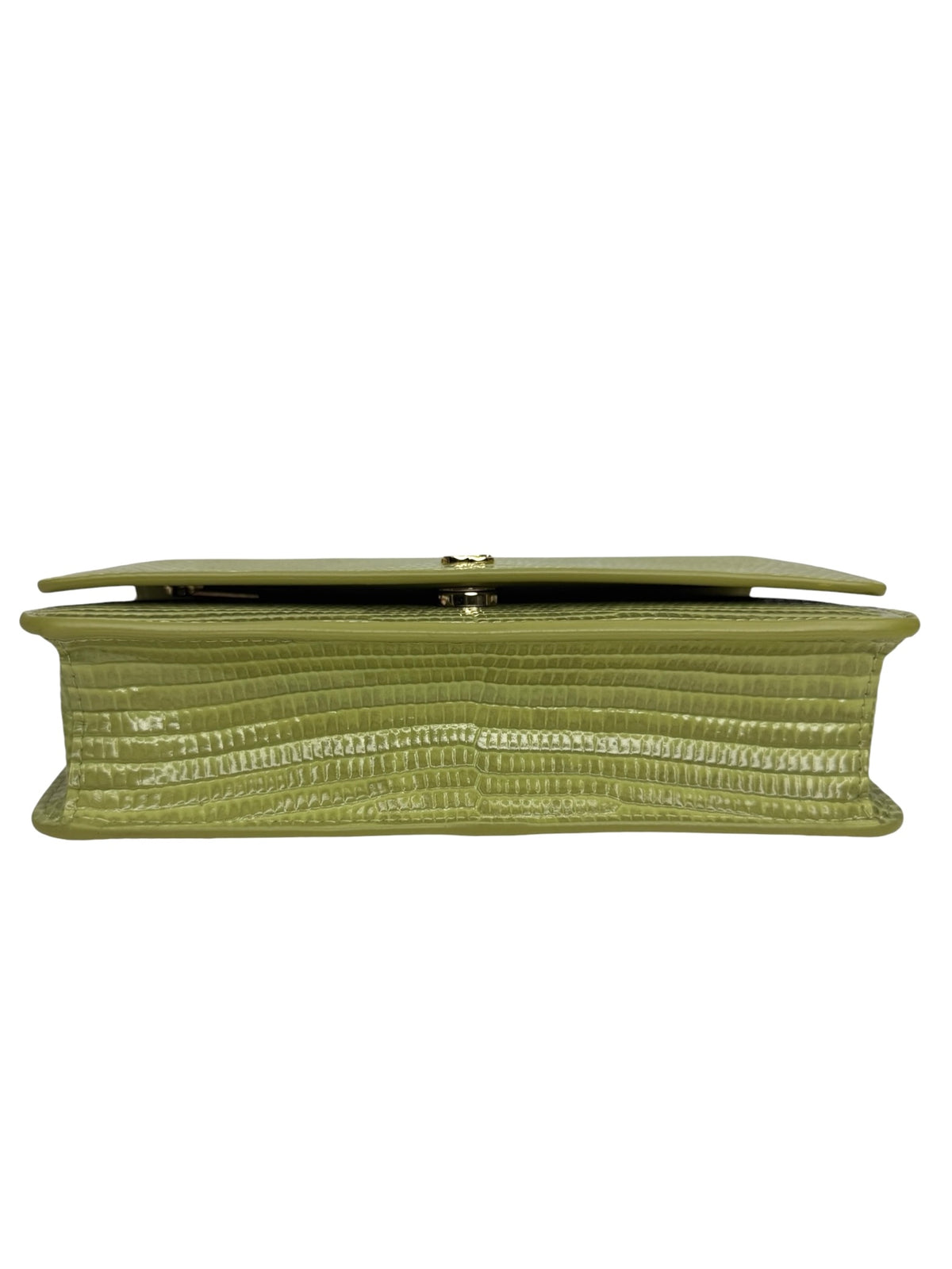 Chanel Green Lizard Embossed Wallet on Chain T9303