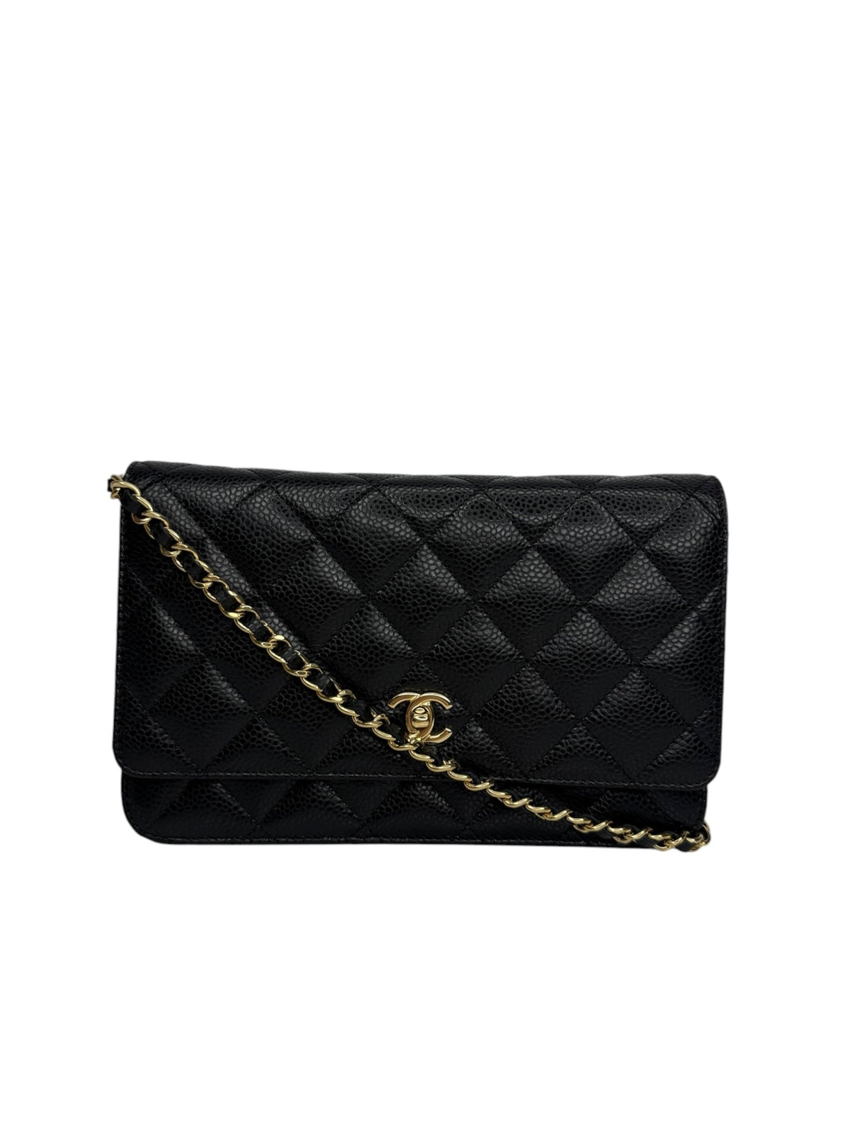 Chanel Black Caviar Turnlock Wallet on Chain T9180