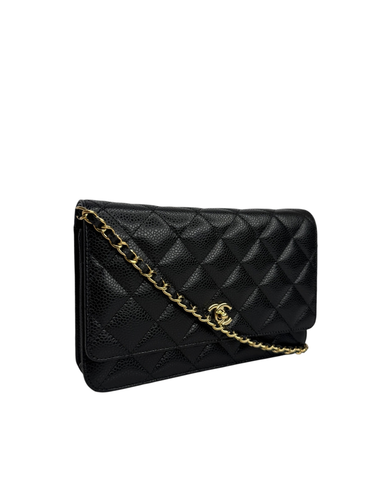 Chanel Black Caviar Turnlock Wallet on Chain T9180