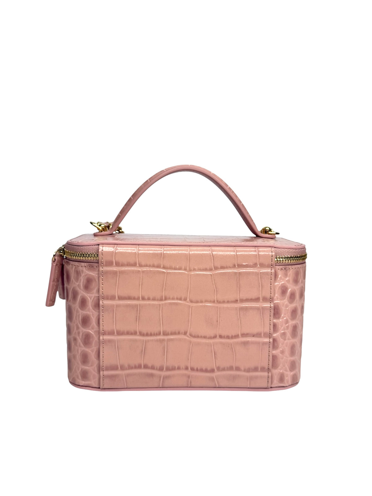 Chanel Pink Crocodile Embossed Top Handle Vanity T9301