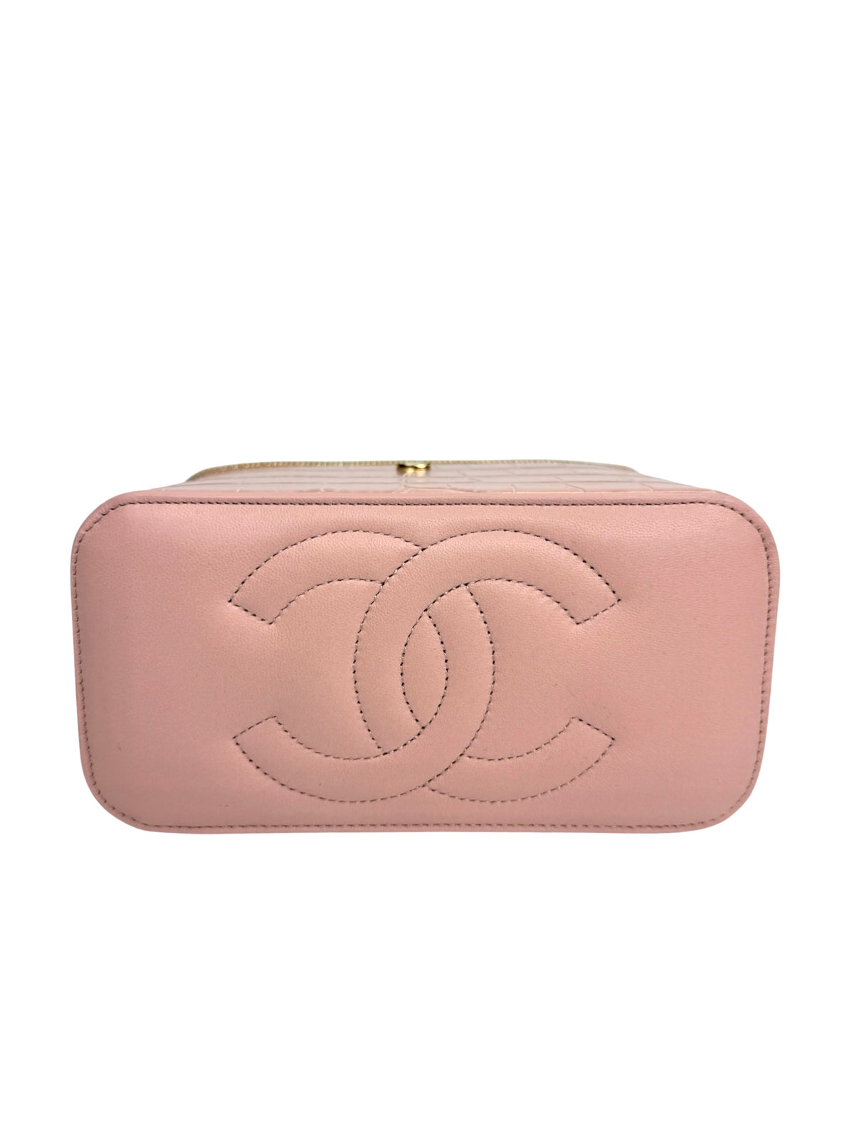 Chanel Pink Crocodile Embossed Top Handle Vanity T9301