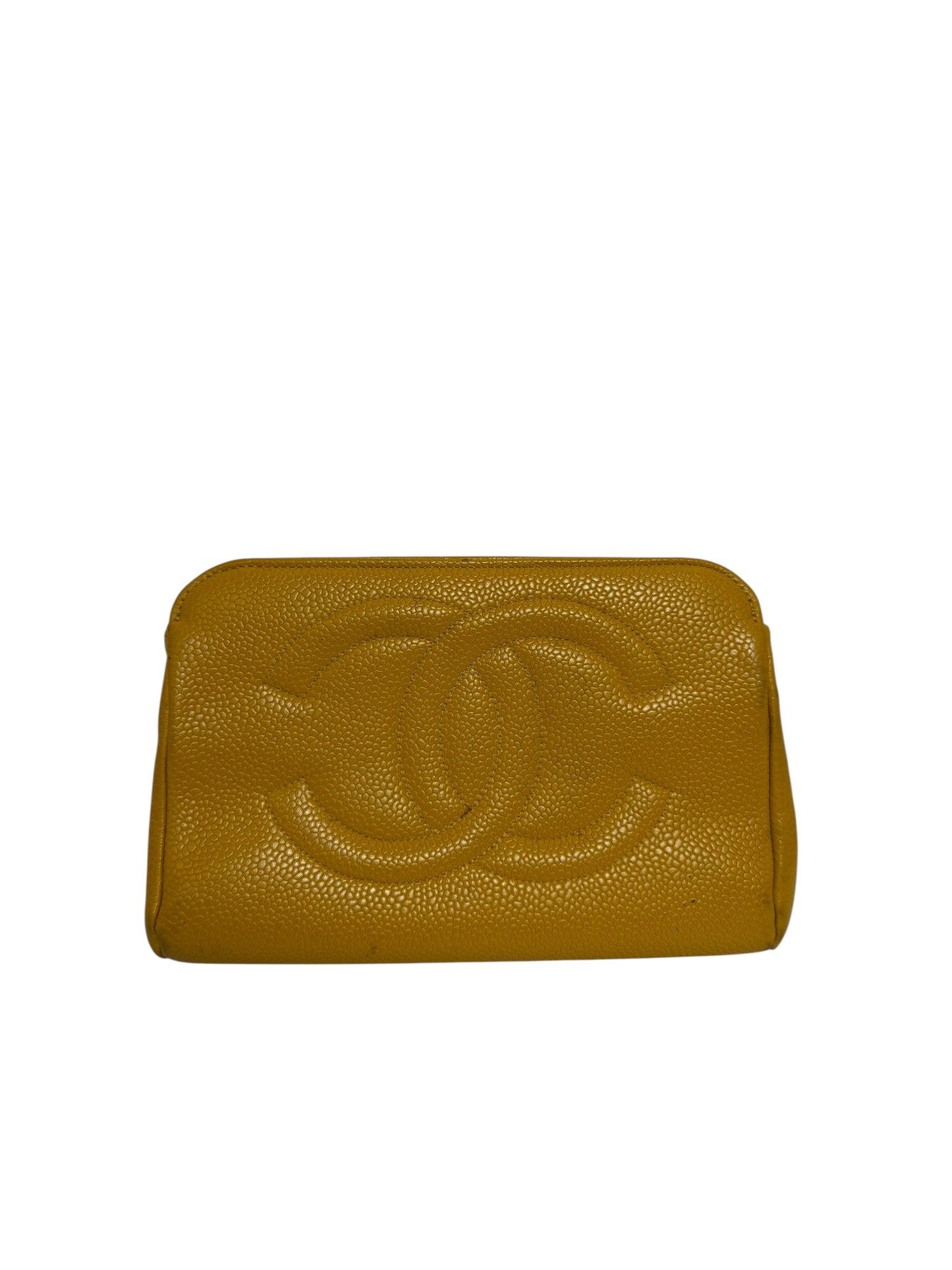Chanel zip pouch caviar yellow