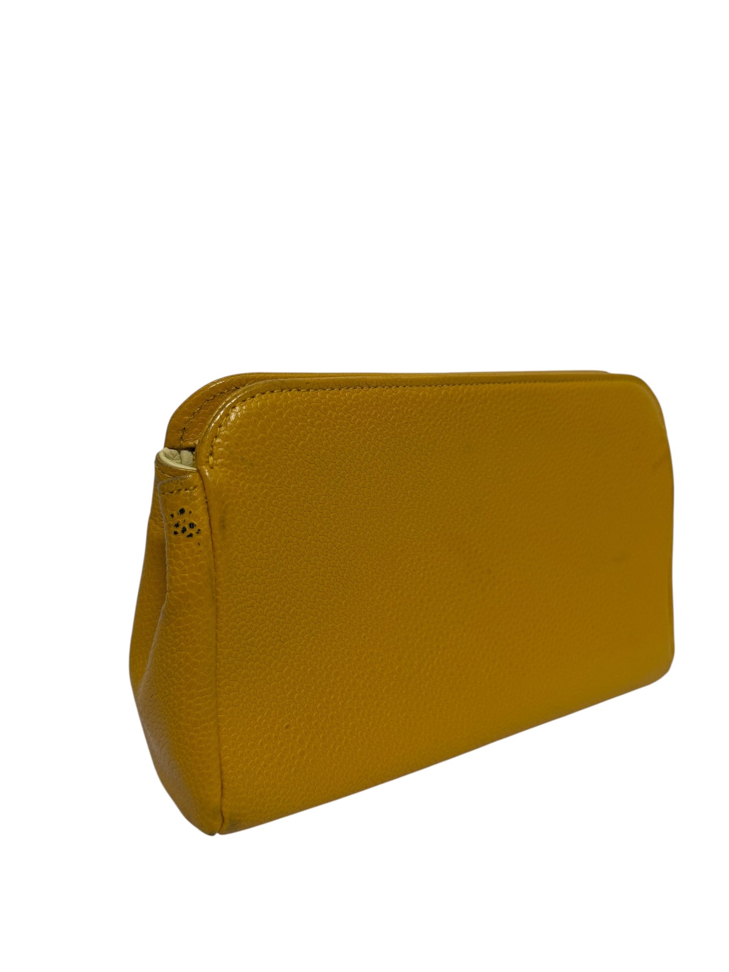 Chanel zip pouch caviar yellow