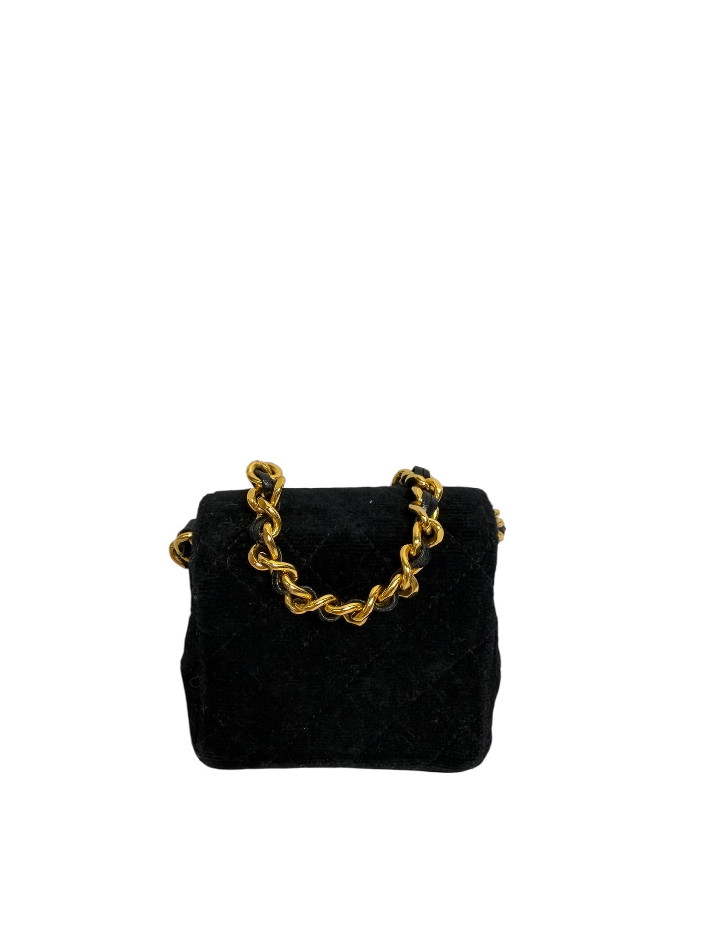 Chanel satin black pouch ghw