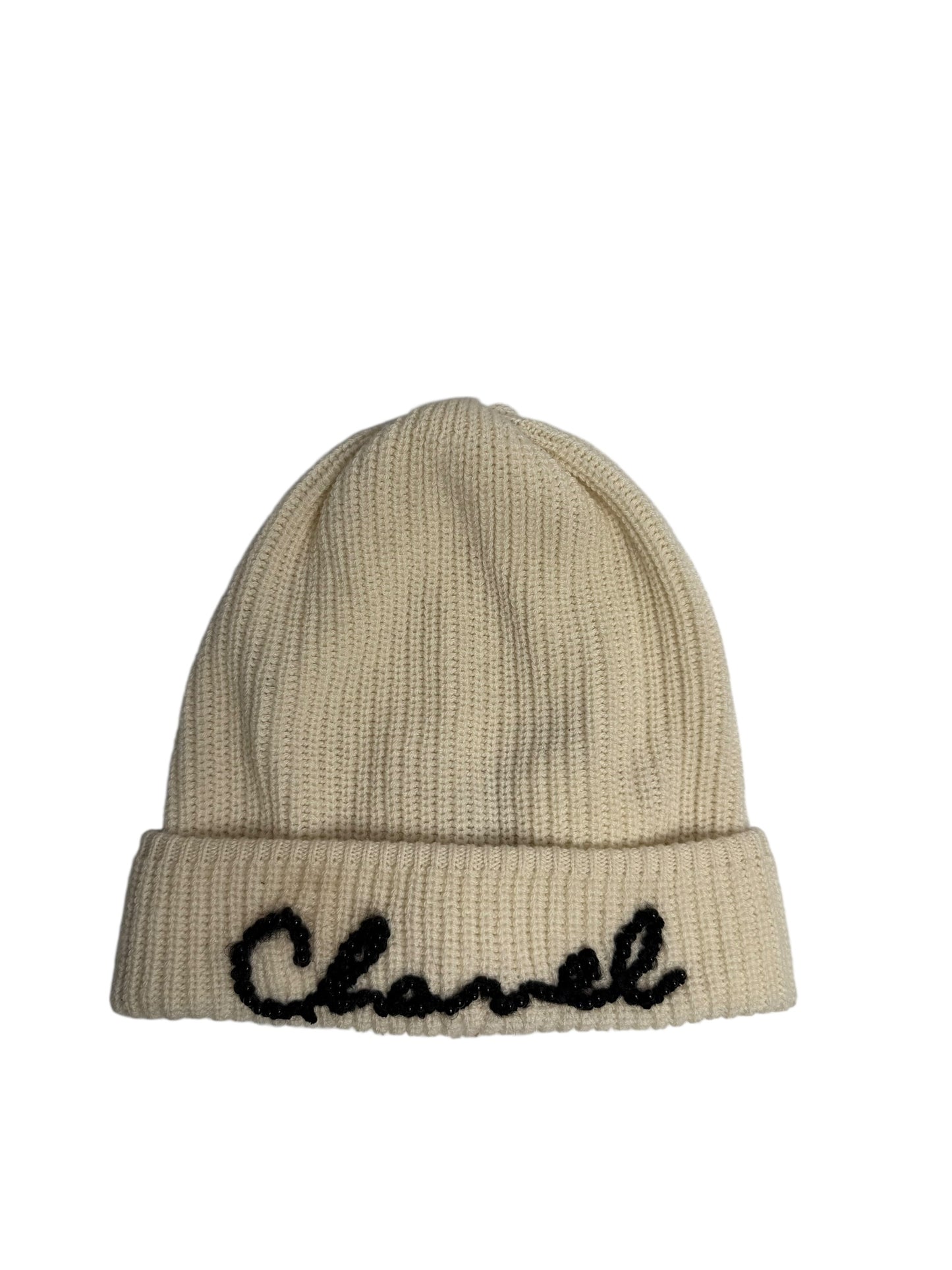 Chanel white knit beanie