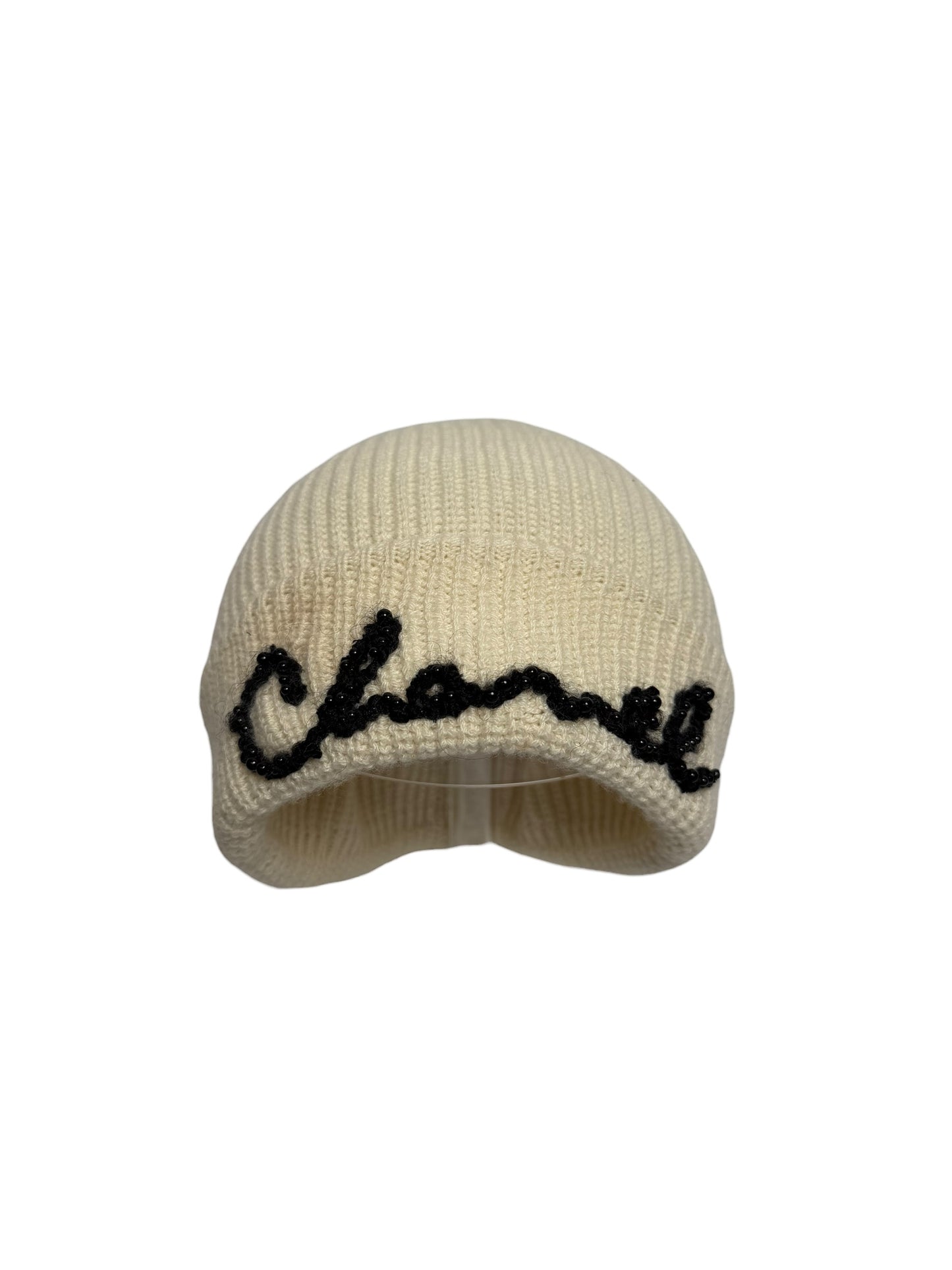 Chanel white knit beanie