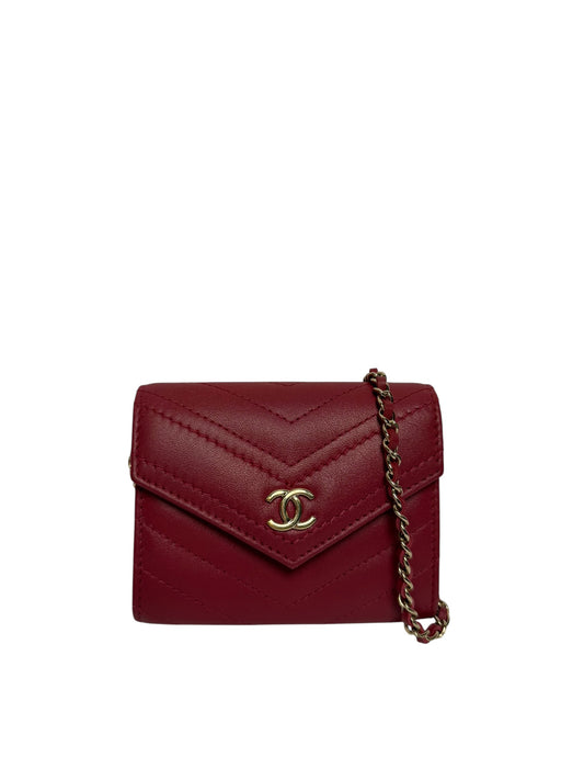Chanel red chevron micro woc