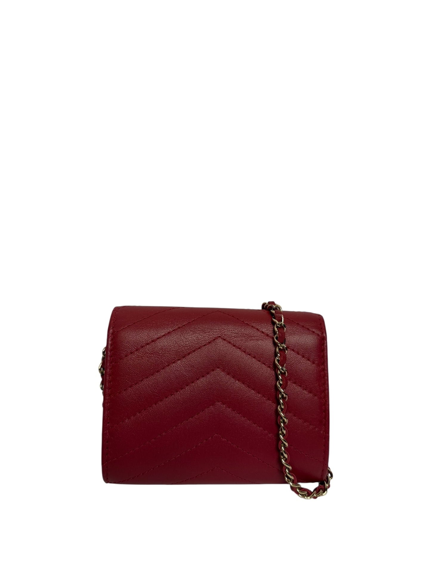 Chanel red chevron micro woc